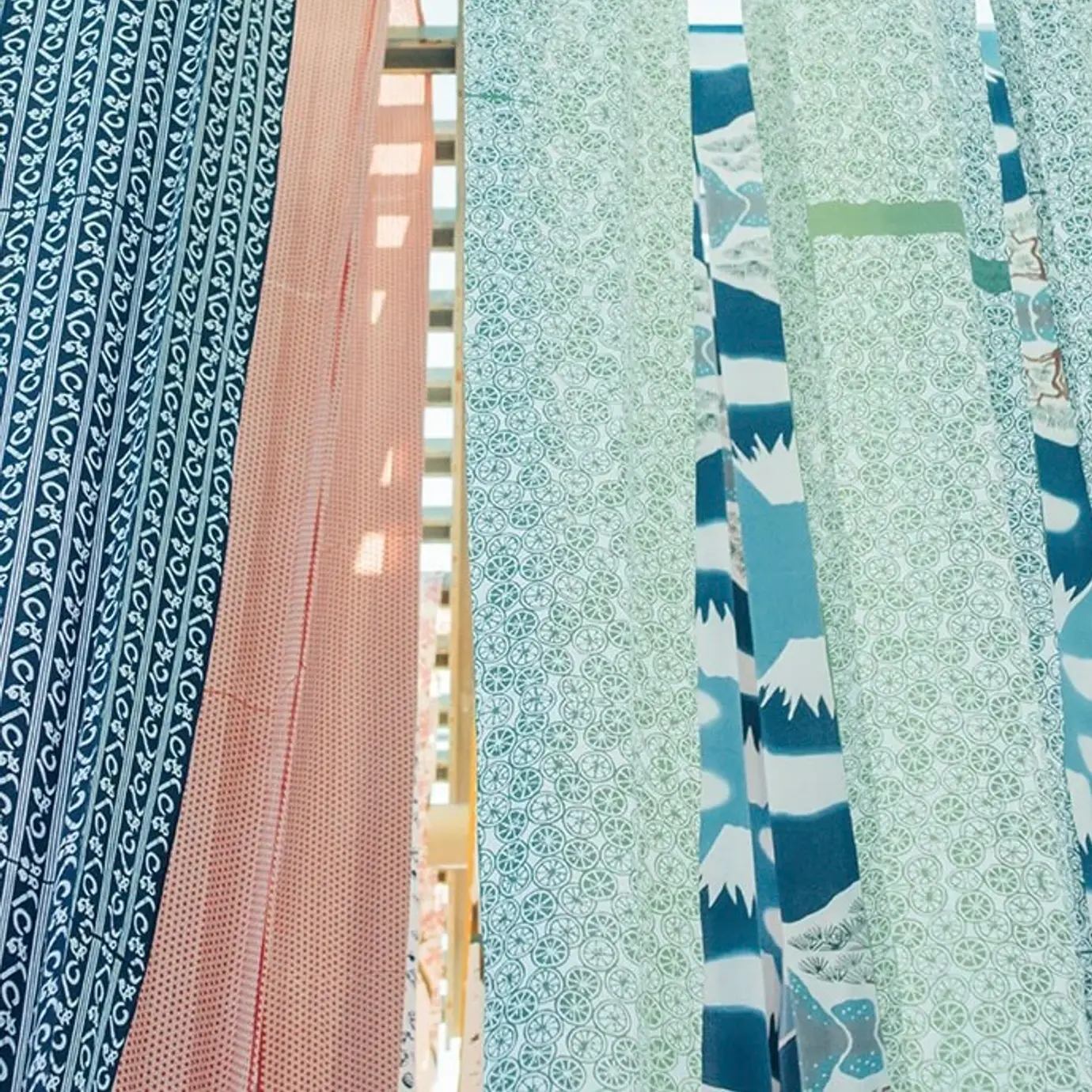 Tenugui textiles hanging to dry