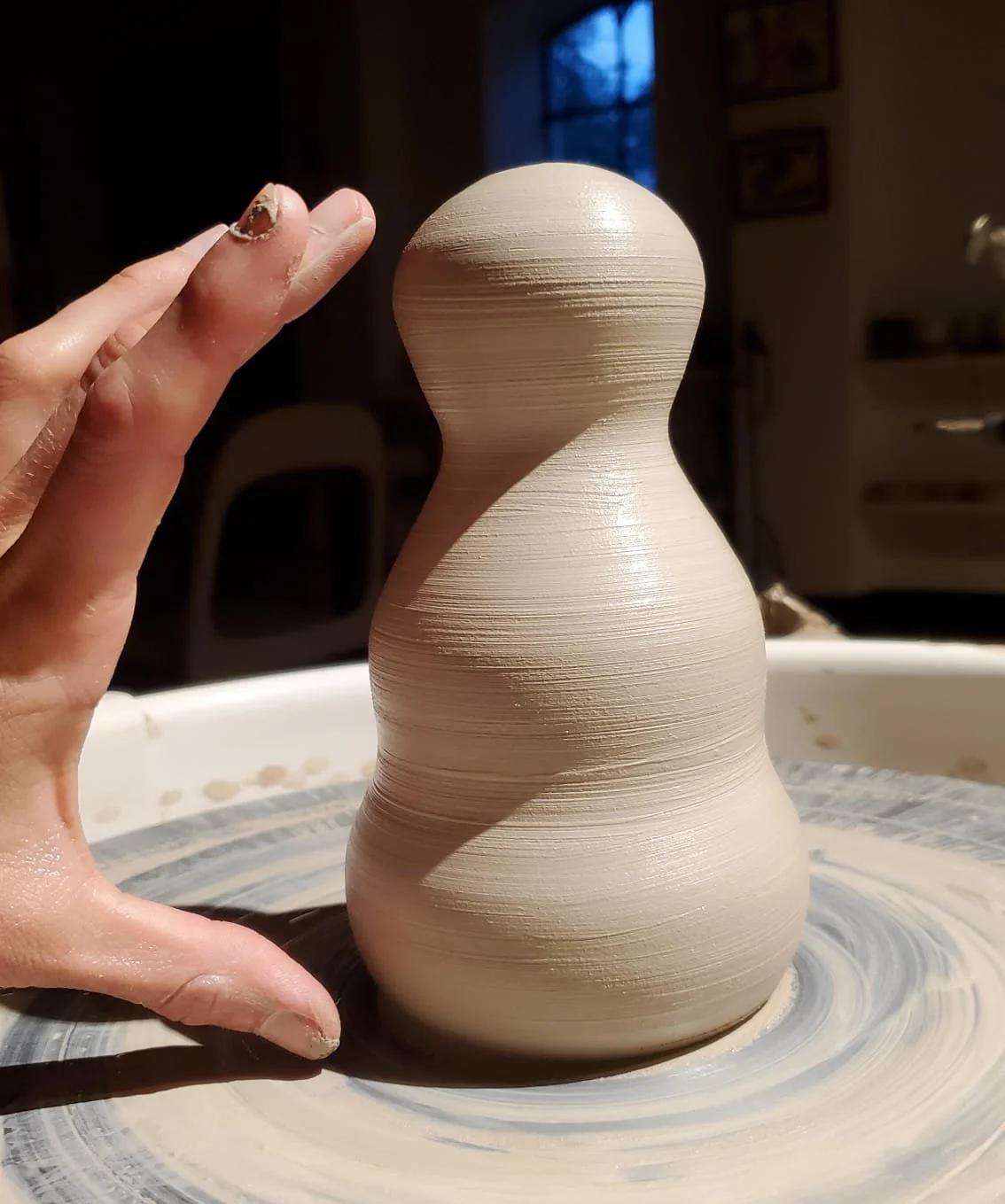 Clay on a pottery wheel forming the figure of Ceres no.1