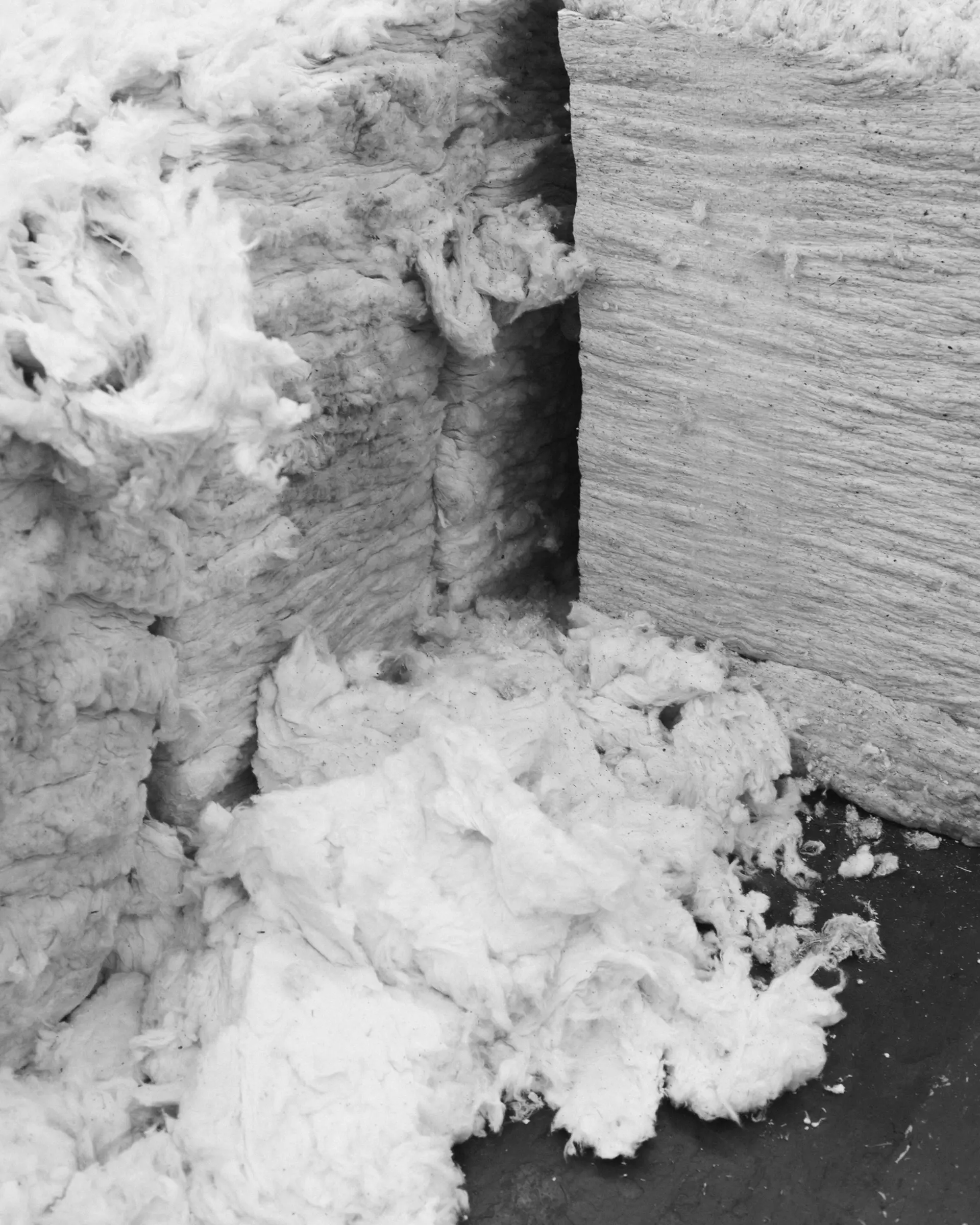Bundles or raw cotton stacked