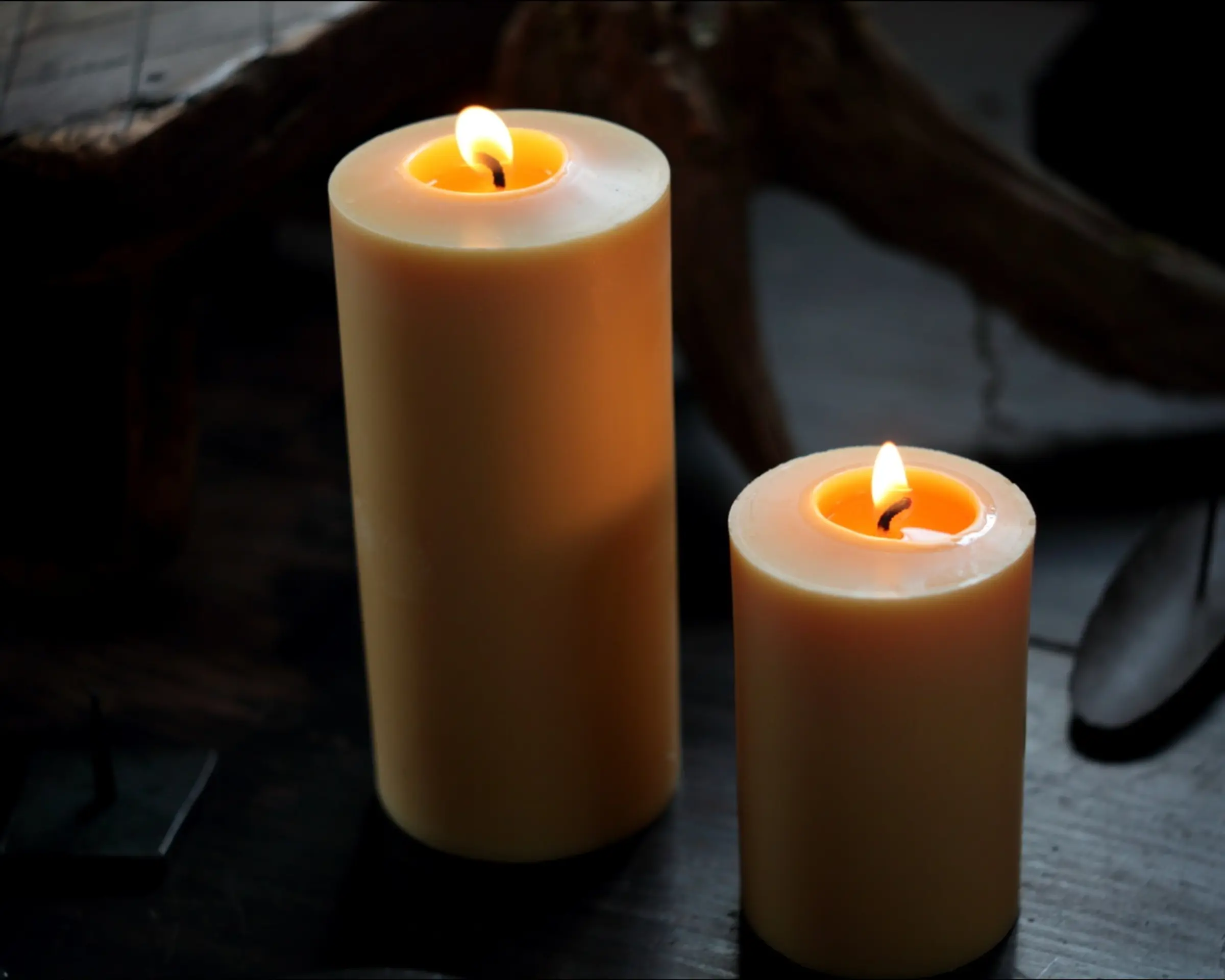 rice bran daiyo candles burning on a table