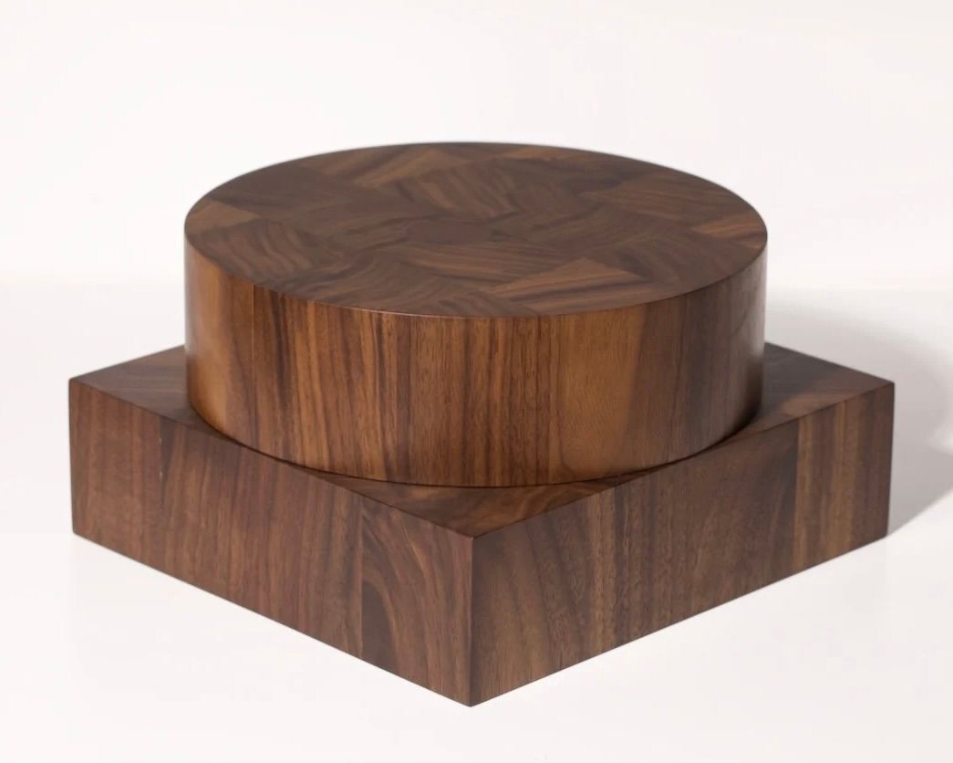 A stack of Courtney Petleys end grain chopping boards made from Walnut hand made in Auckland New Zealand