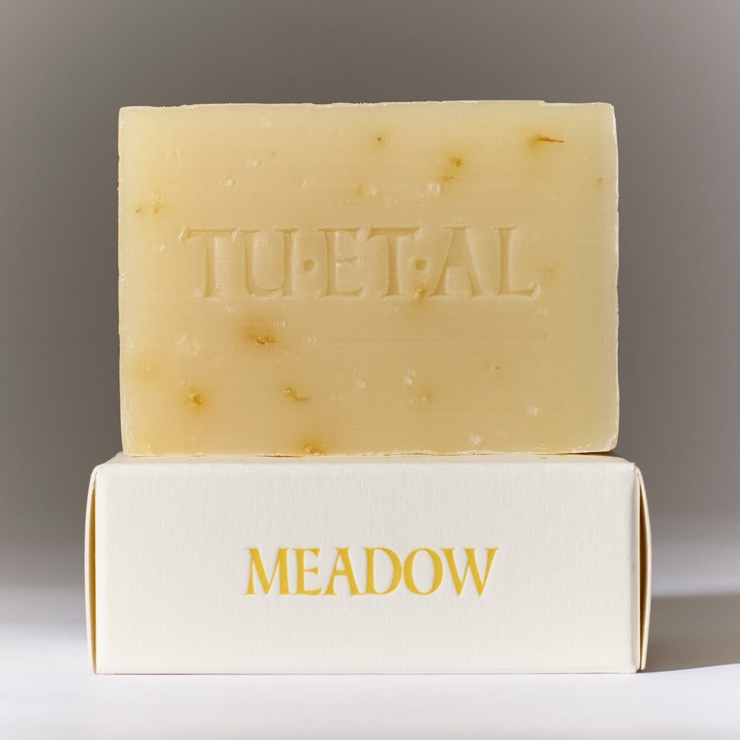 Tuétal Meadow cold process bar soap handcrafted with garden-grown calendula and botanical essential oils.