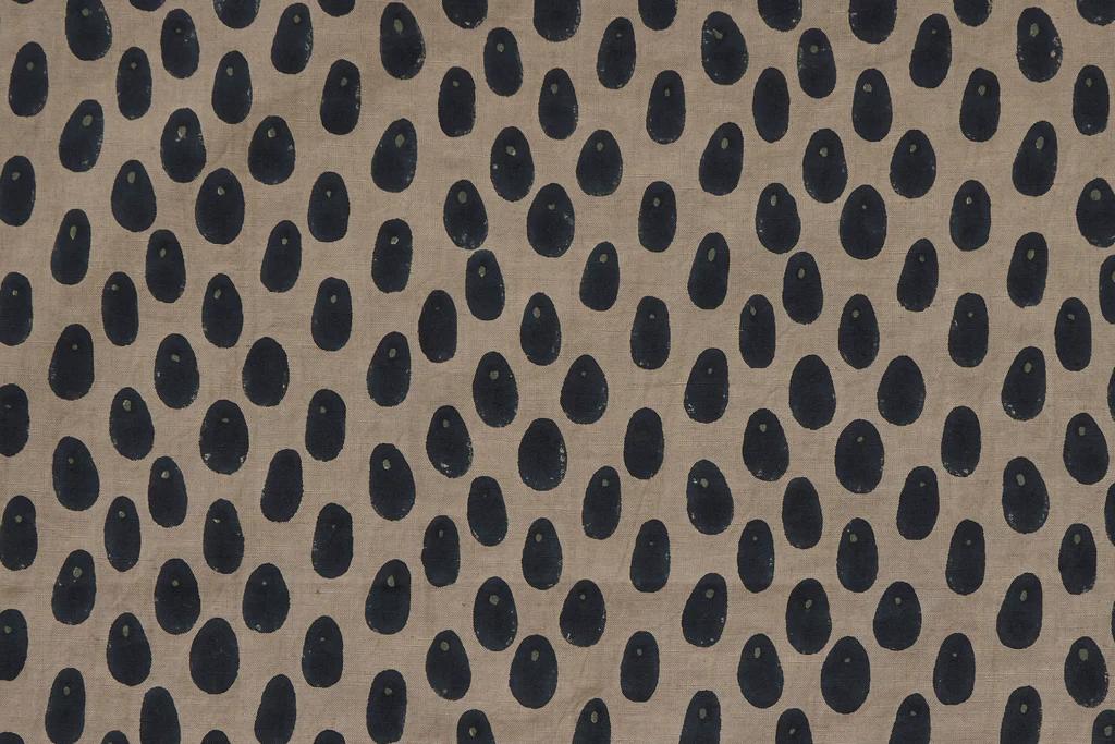 a close up of the oracle napkin detail, in grey and deep blue from Studio ford