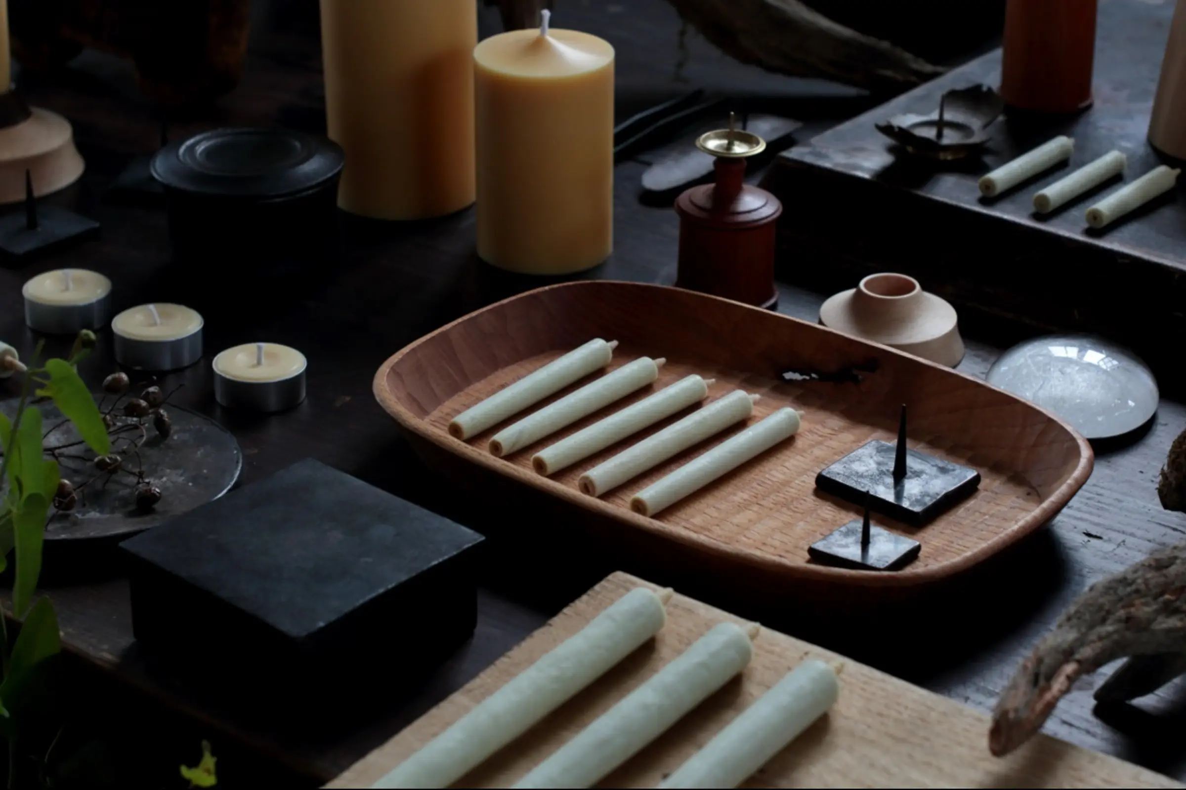 Daiyo candles laid across a table