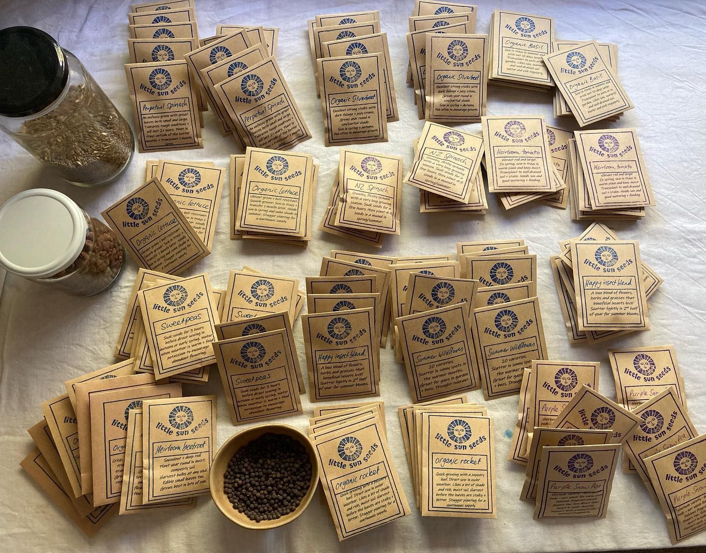 organic seed packets on a table
