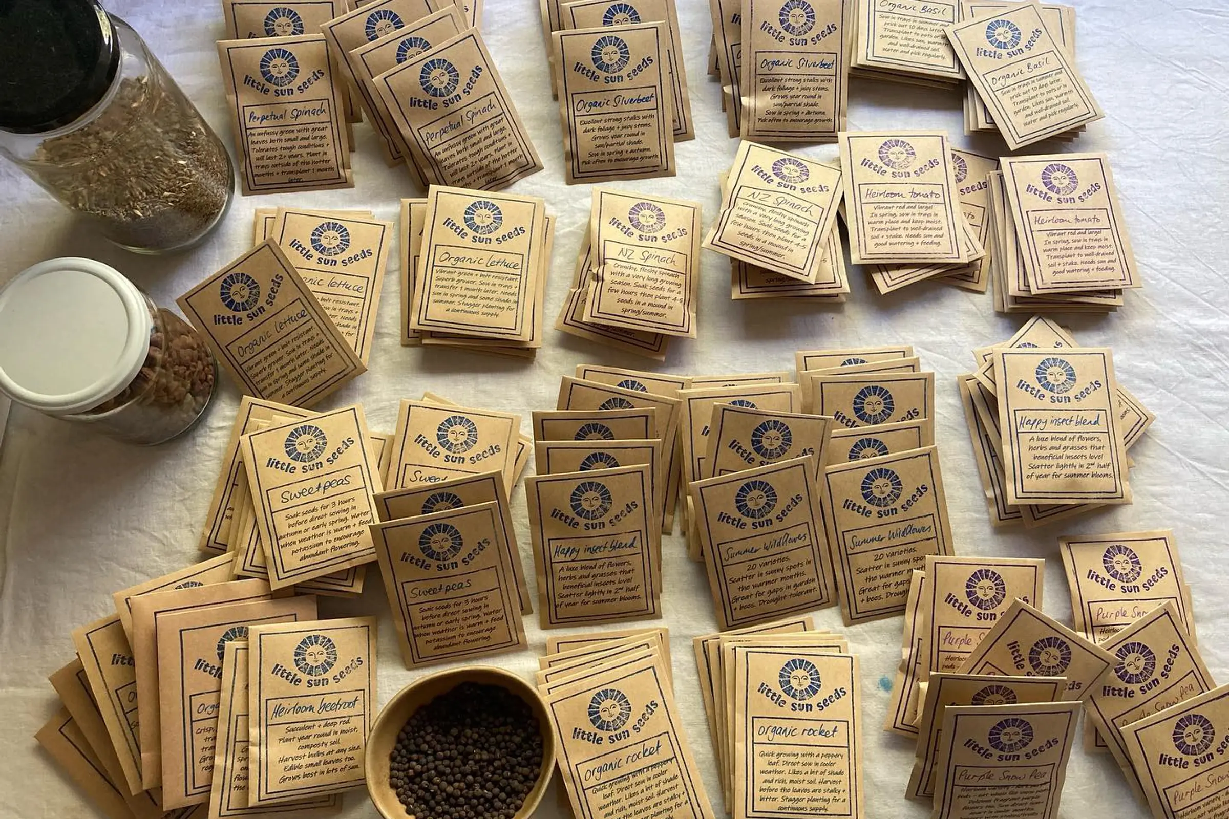 organic seed packets on a table
