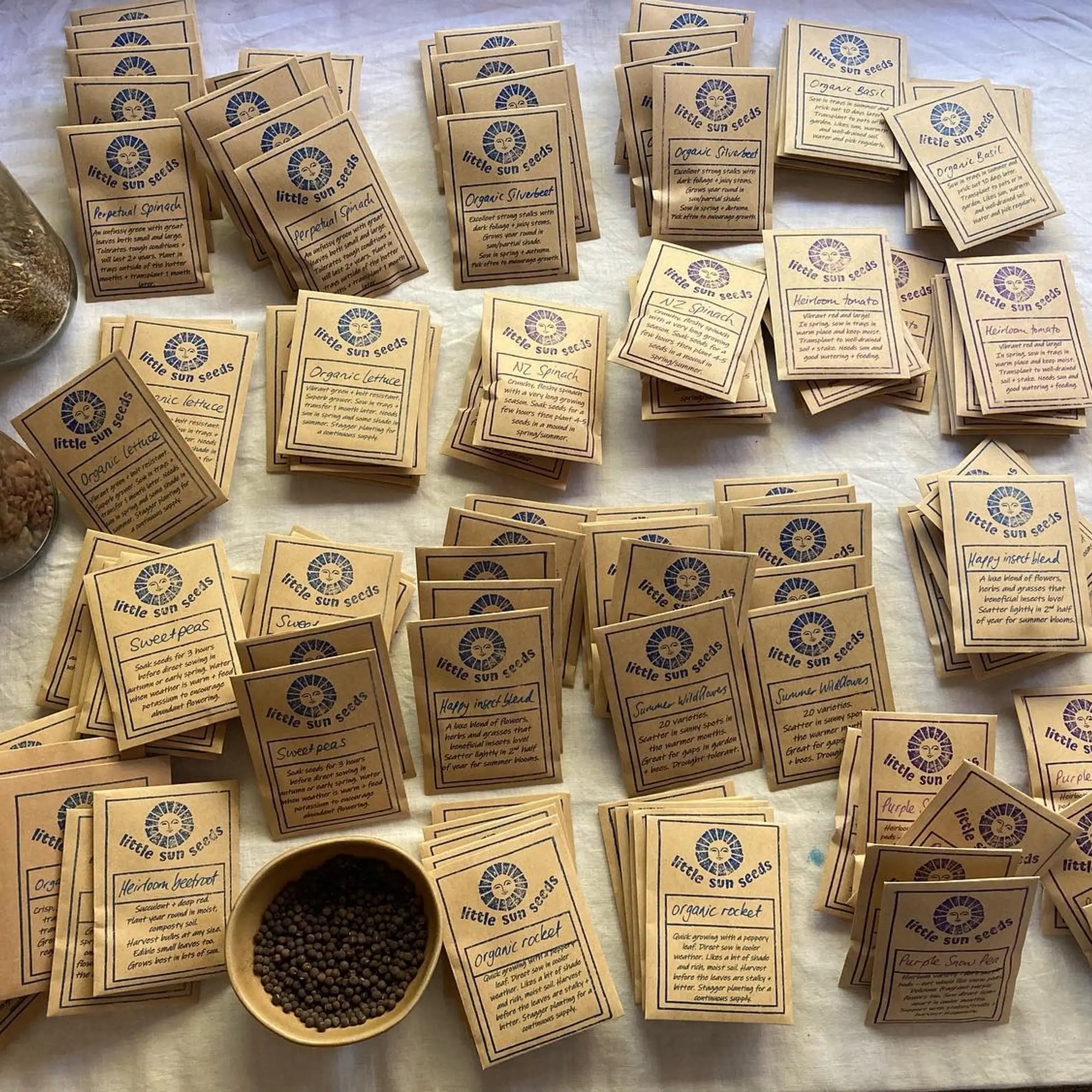 organic seed packets on a table