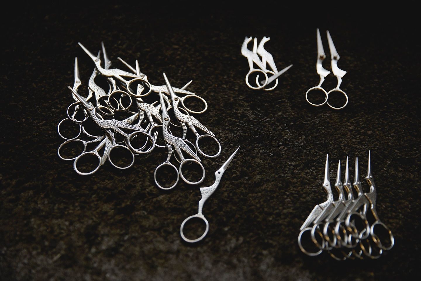 Ernest wright stork scissors in bundles on a black background