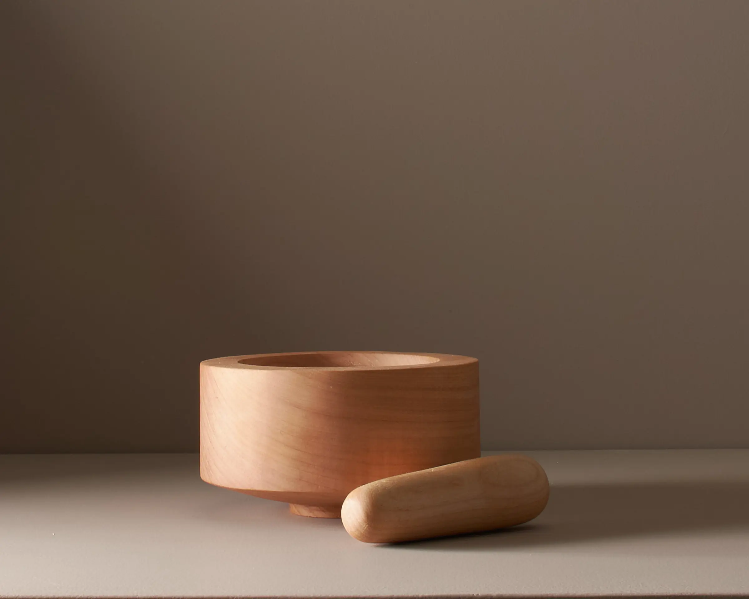 wooden mortar and pestle