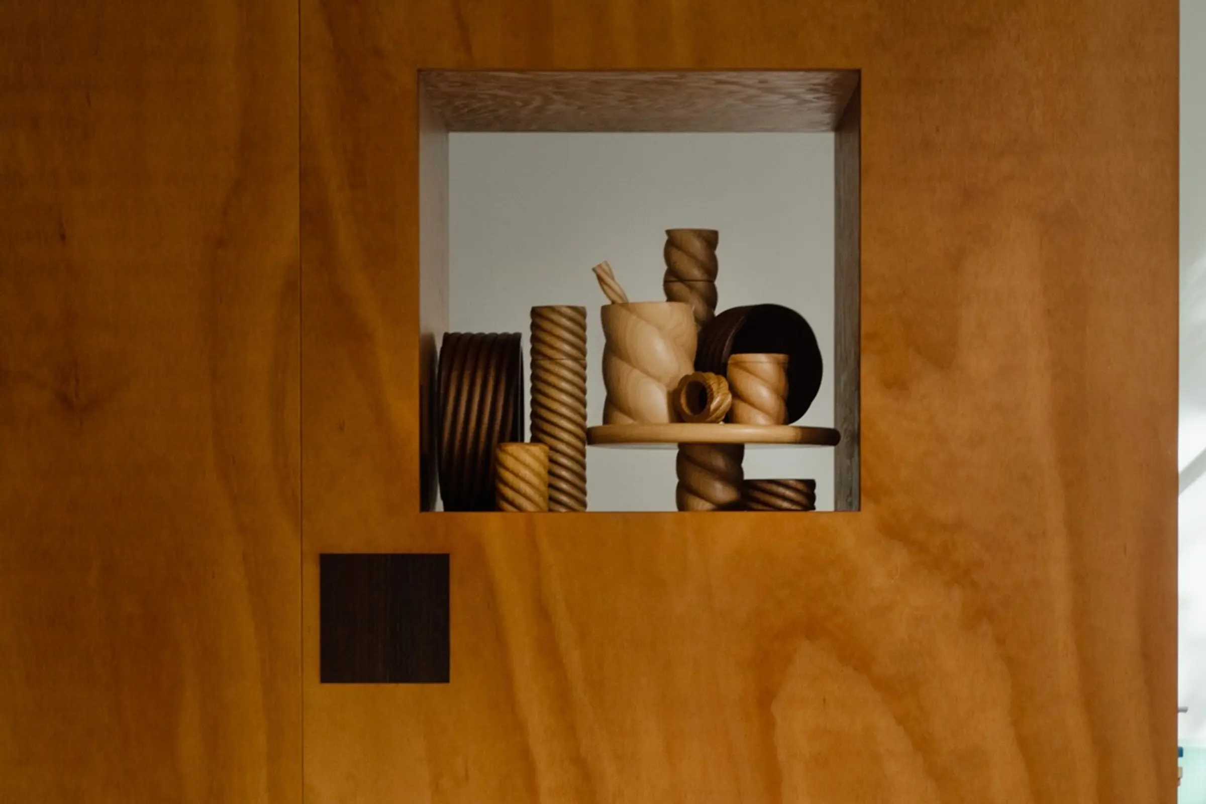 Oros torsade collection pieces on a pocket shelf