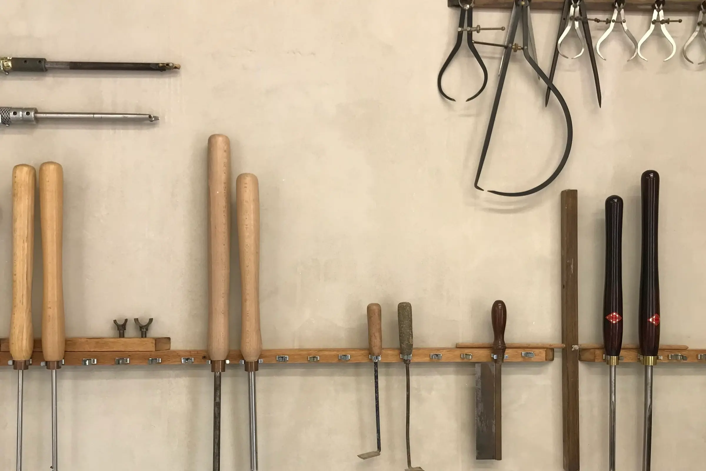 wall of woodworkers tools