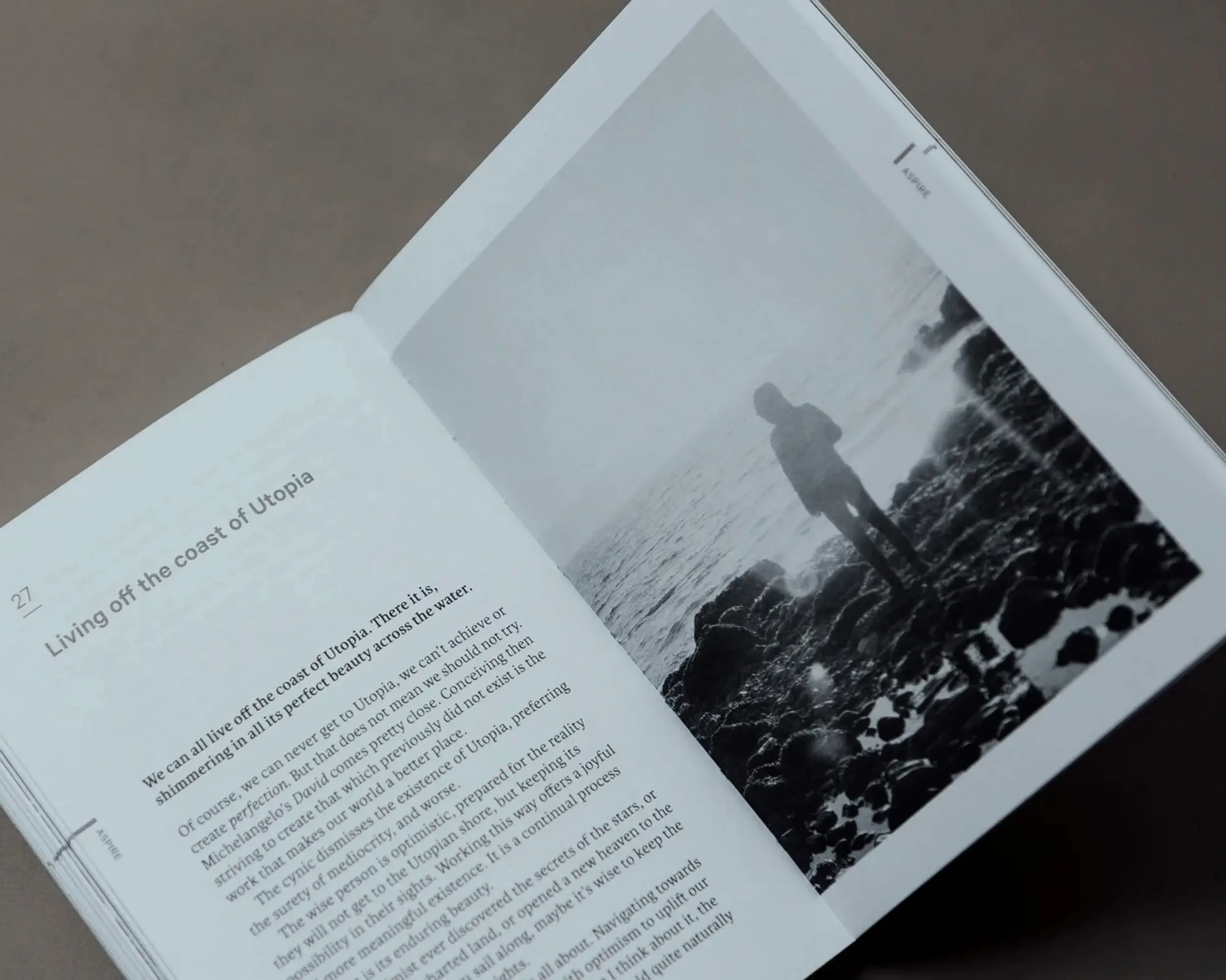 inside the pages of Do Design, open book on a tabletop