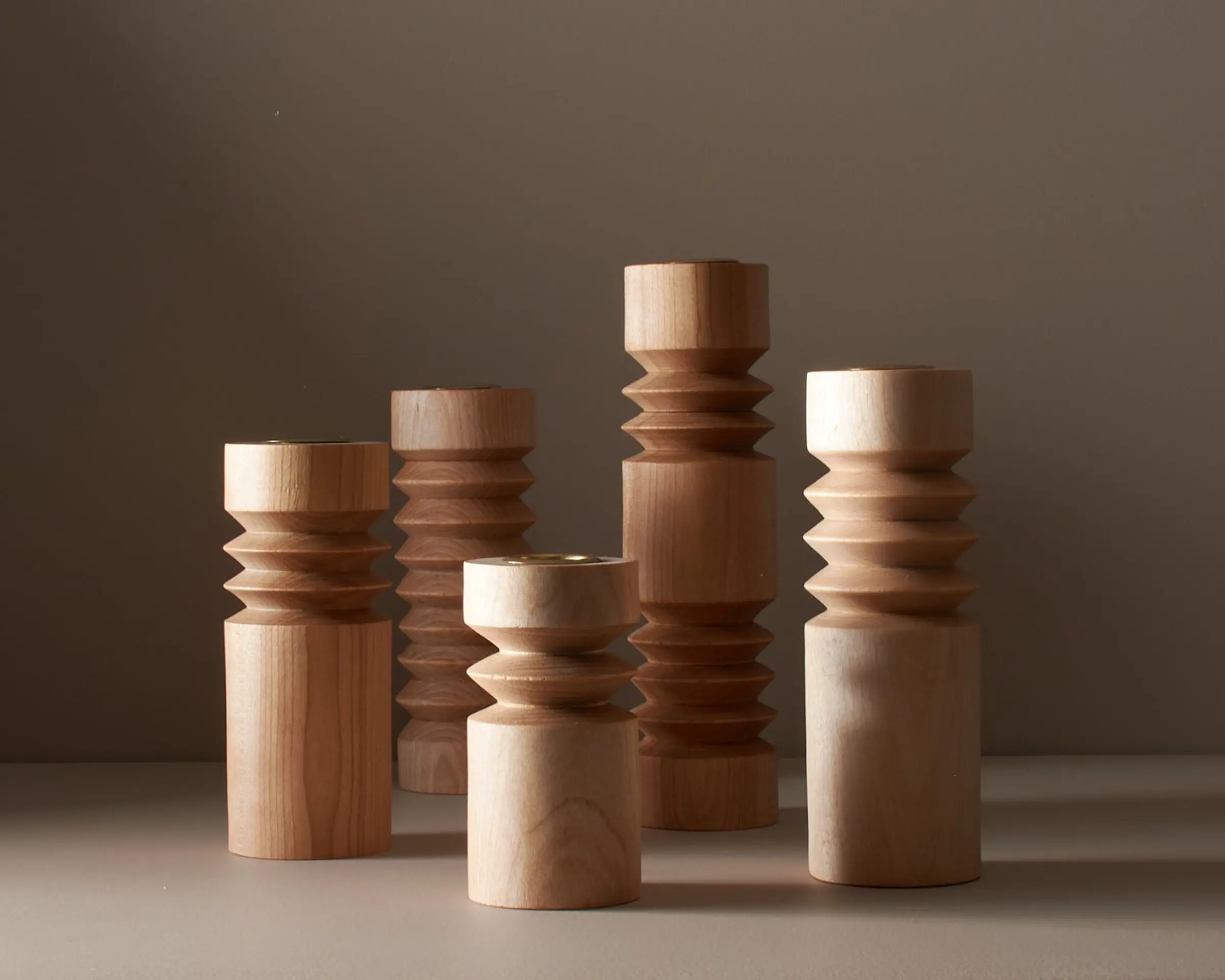 wooden candle holders