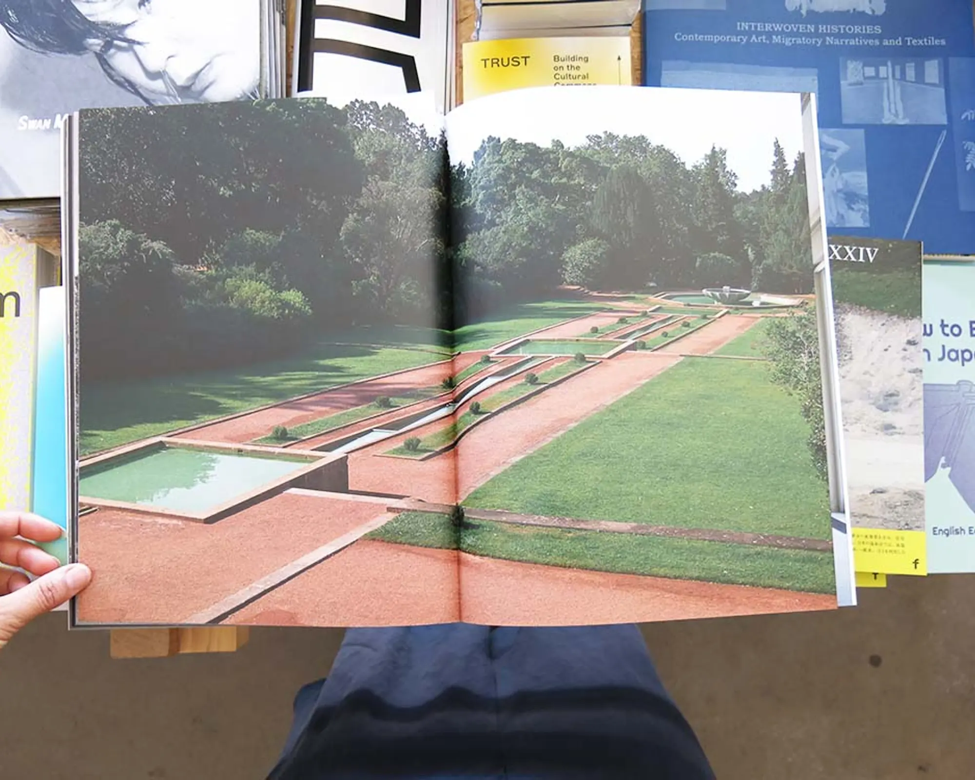 An image of the gardens inside of Casa de Serralves book