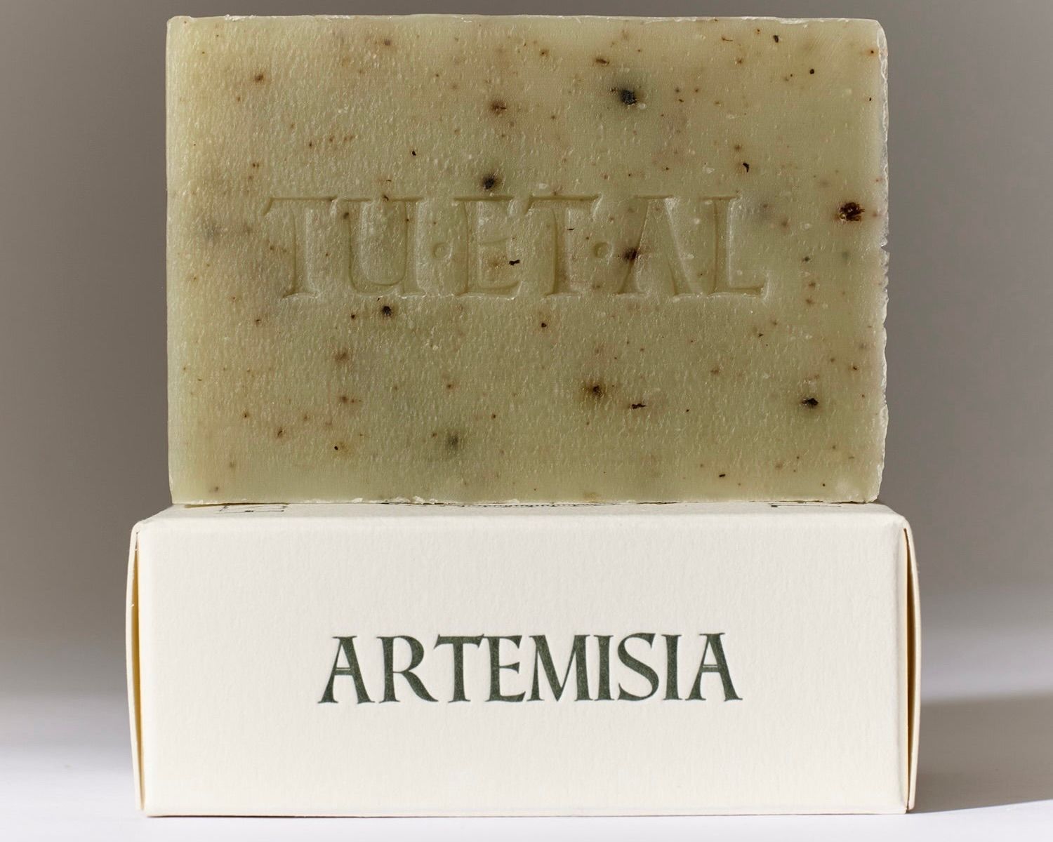 Tuétal Artemisia cold process bar soap handcrafted with French green clay, wildcrafted mugwort and homegrown sage.