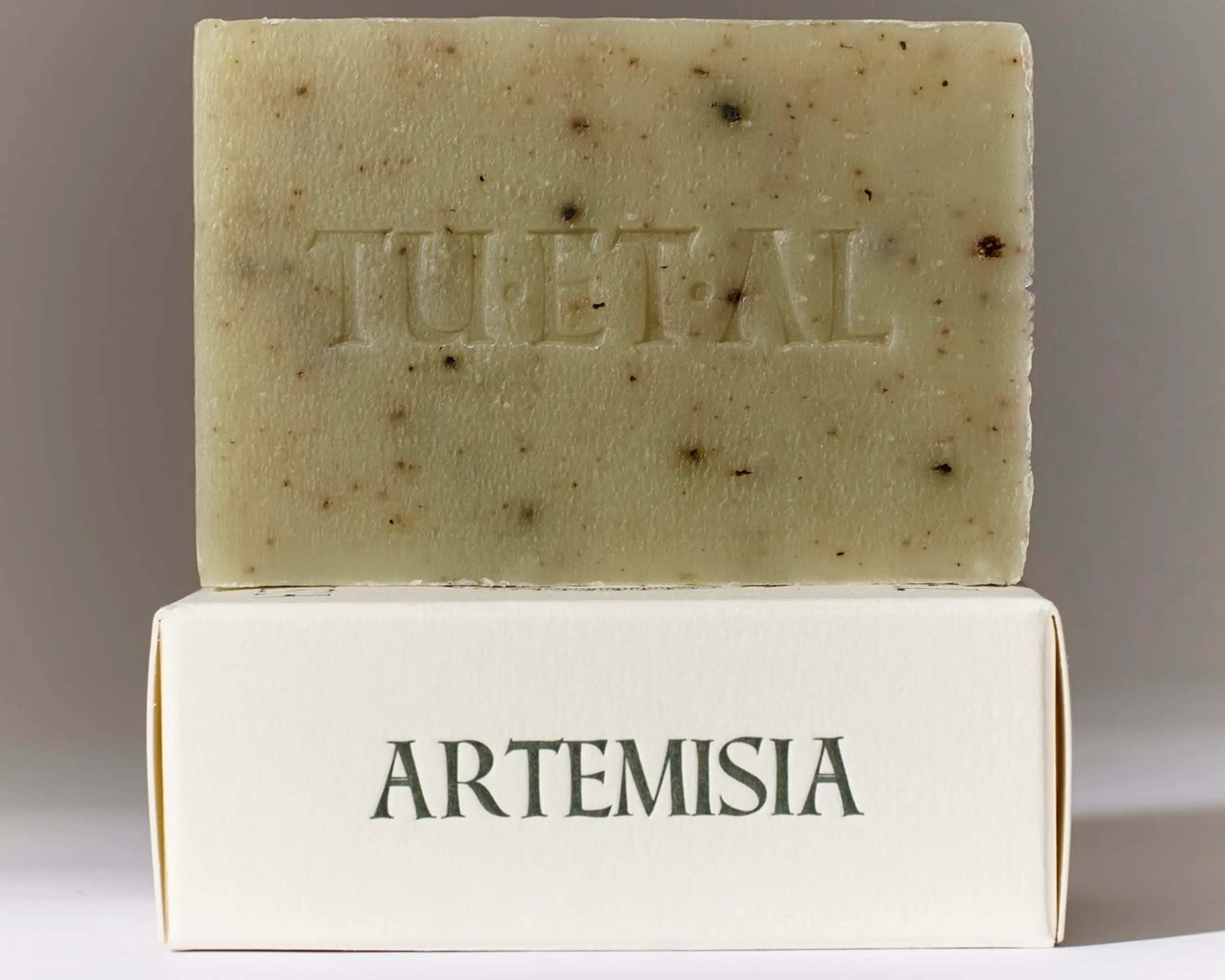 Tuétal Artemisia cold process bar soap handcrafted with French green clay, wildcrafted mugwort and homegrown sage.