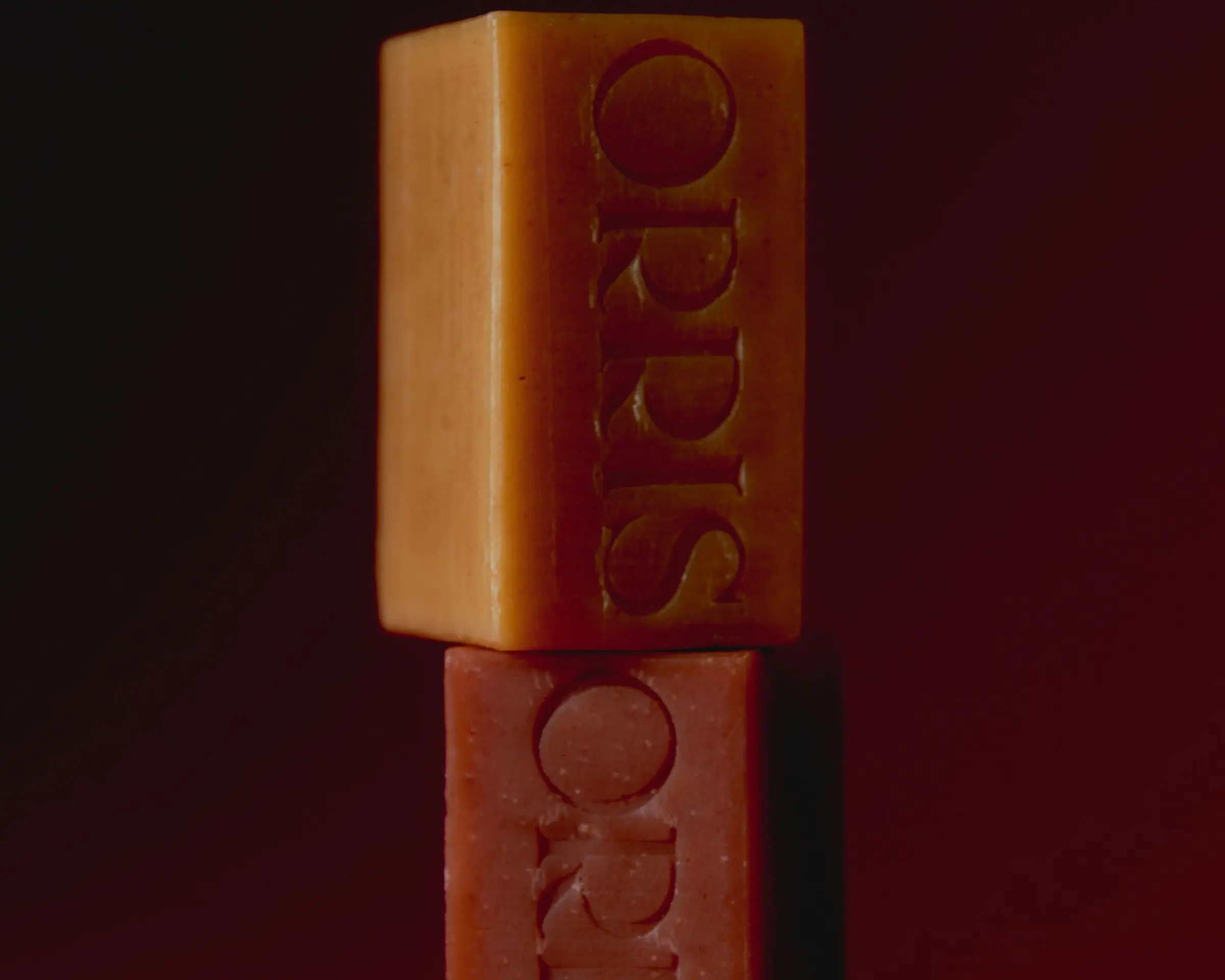 Two ORRIS bars of soap stacked onto of each other