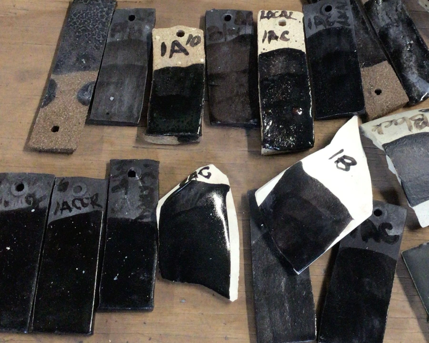 Glaze tests on clay samples