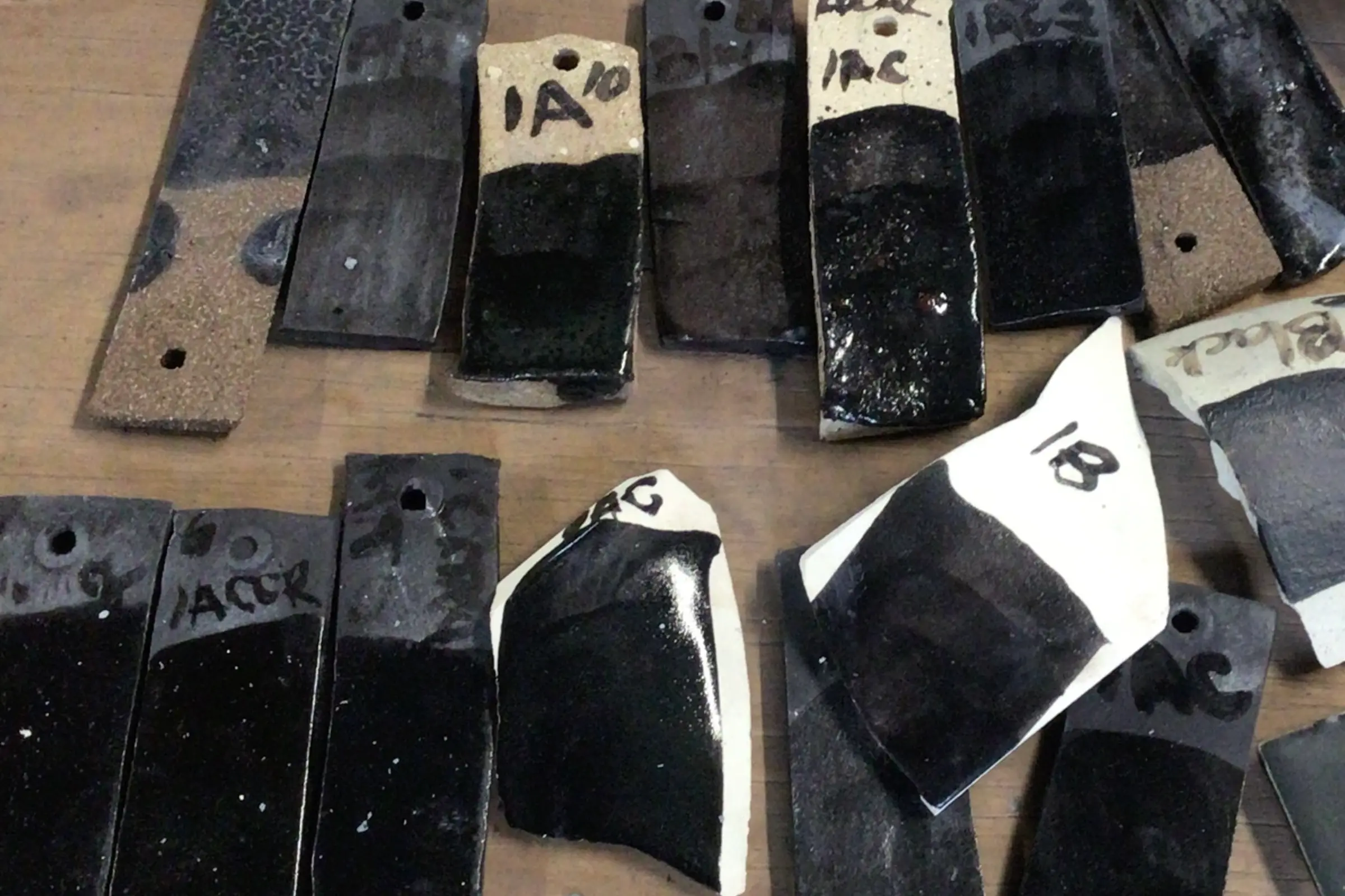Glaze tests on clay samples