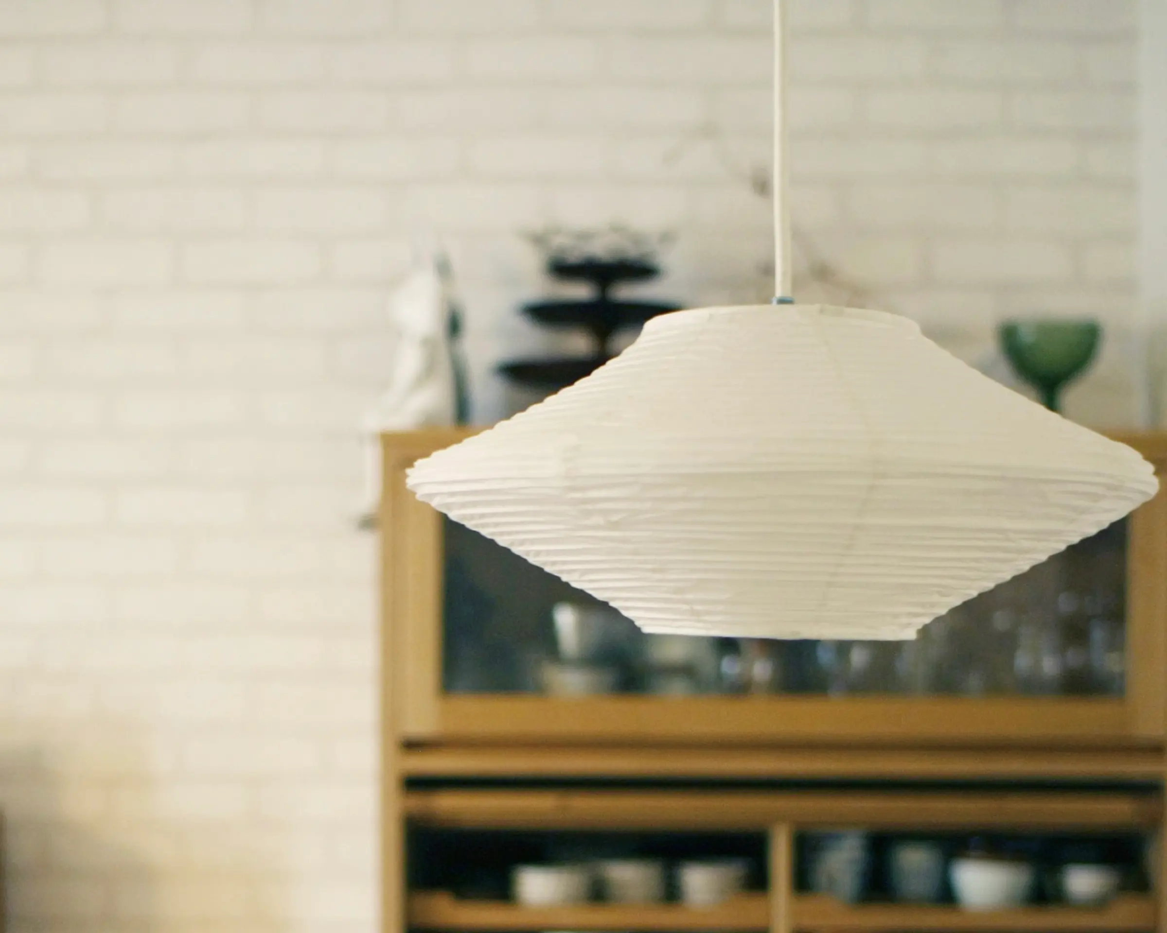 Washi paper light shade in situ