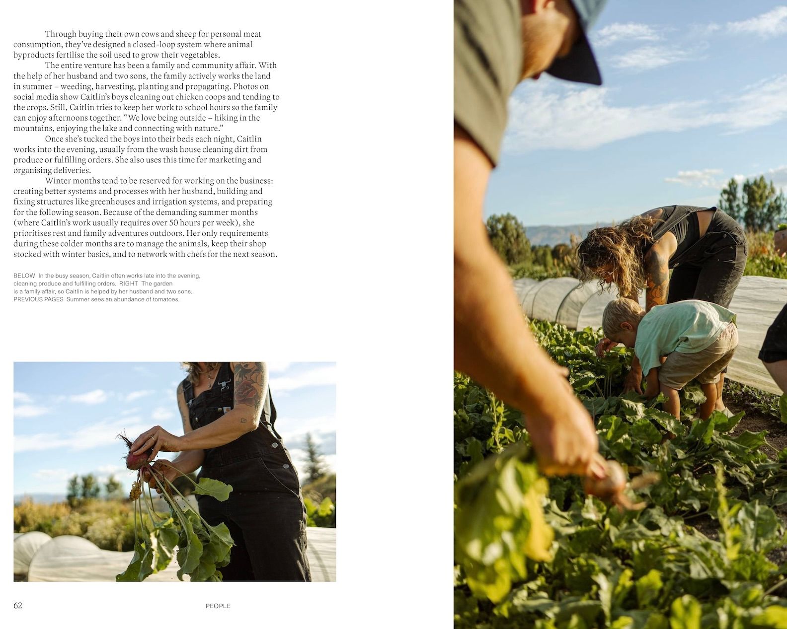 Sage Vol. 1: Life Among Plants open to a feature on family life and harvesting produce from a vegetable garden.