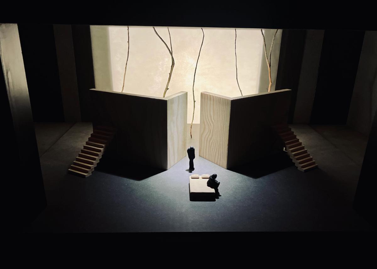 Model of Åsmund Færavaags’s wooden stage design.
