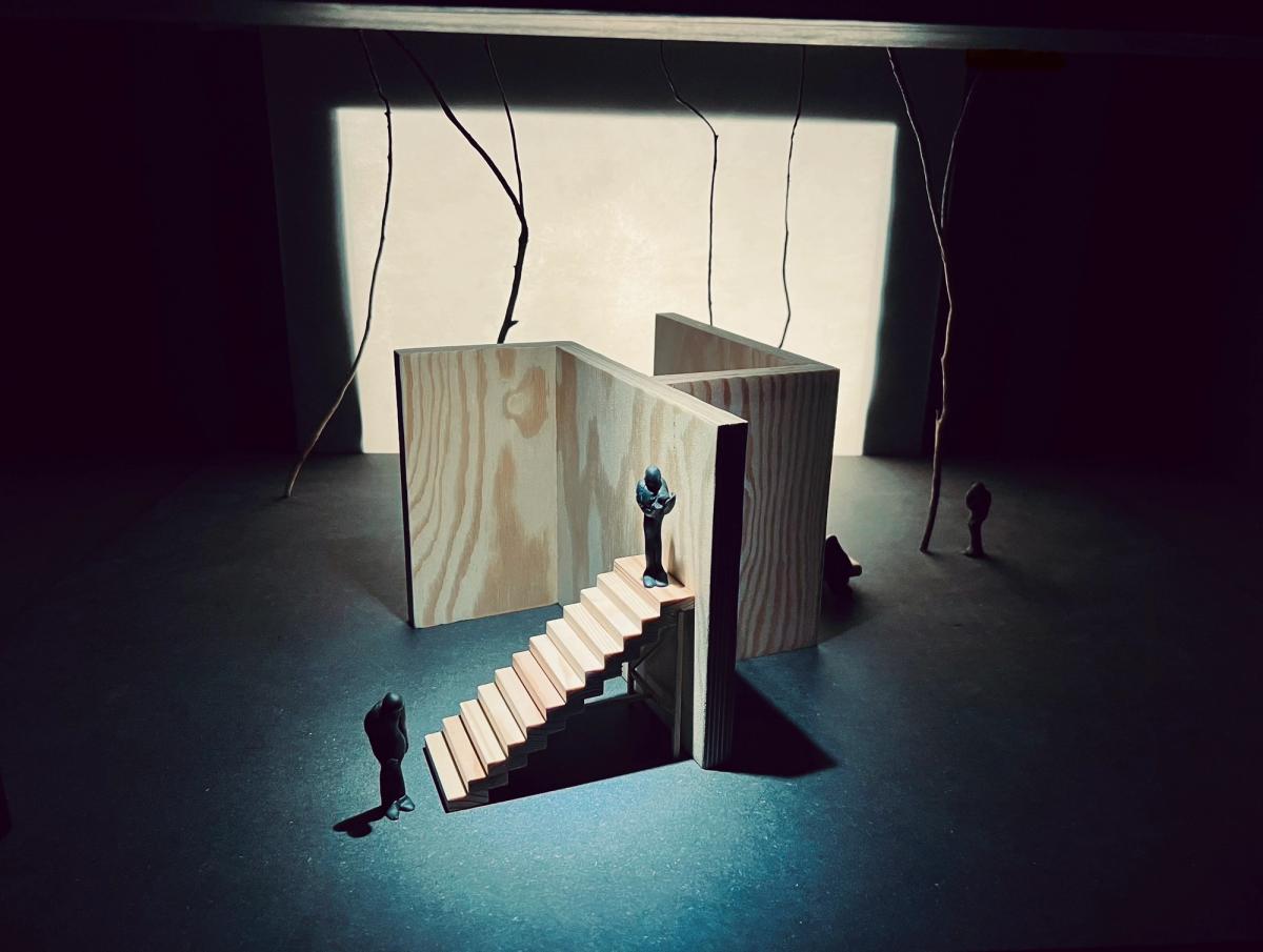 Model of Åsmund Færavaags’s wooden stage design.