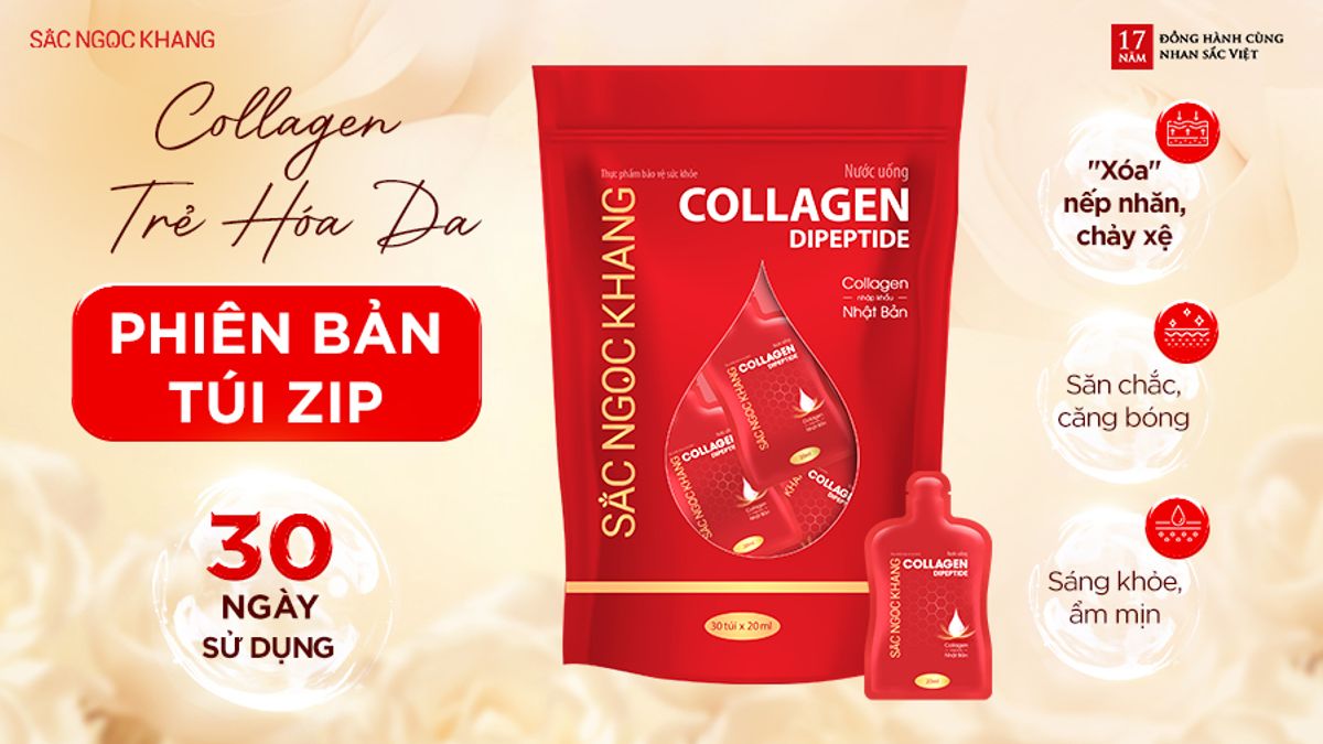 Ra mắt nước uống Collagen dipeptide Sắc Ngọc Khang phiên bản túi zip