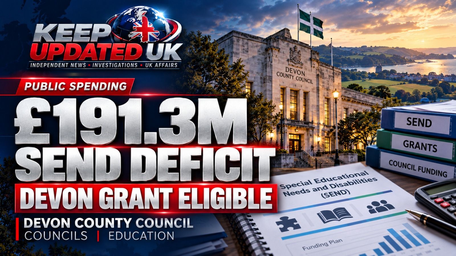Devon County Council is eligible for an indicative £191.3 million SEND deficit grant.
