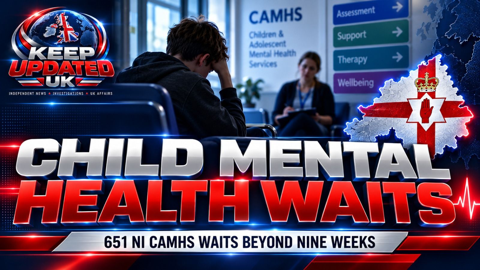 Illustrative clinic waiting area used for children’s mental health waiting-time report