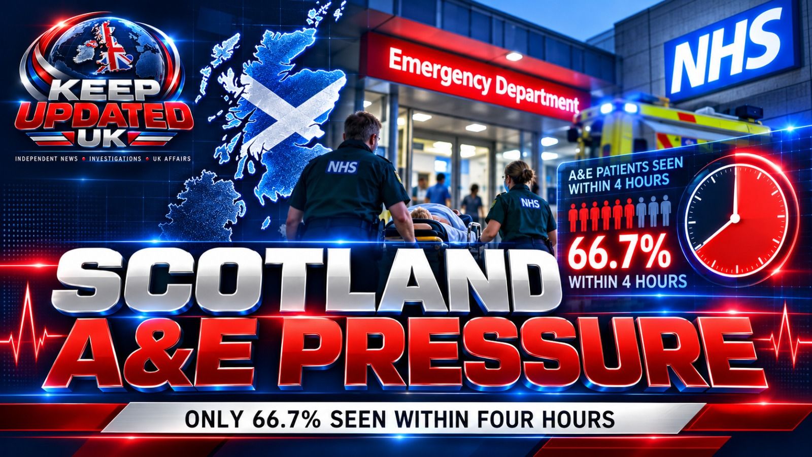 Generic emergency department entrance illustrating NHS Scotland A&E figures