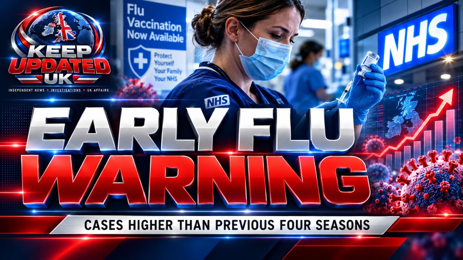 Illustration of flu vaccination preparation at a health clinic