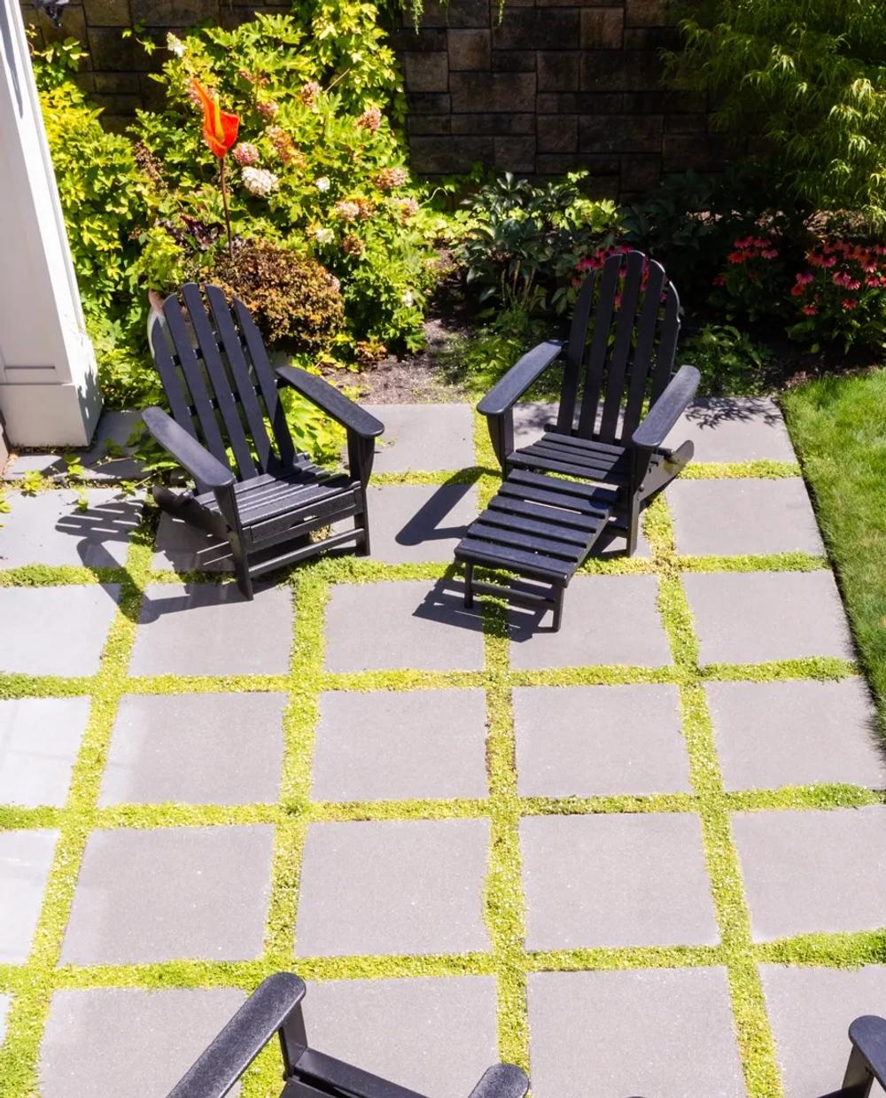Finished patio with outdoor furnishings