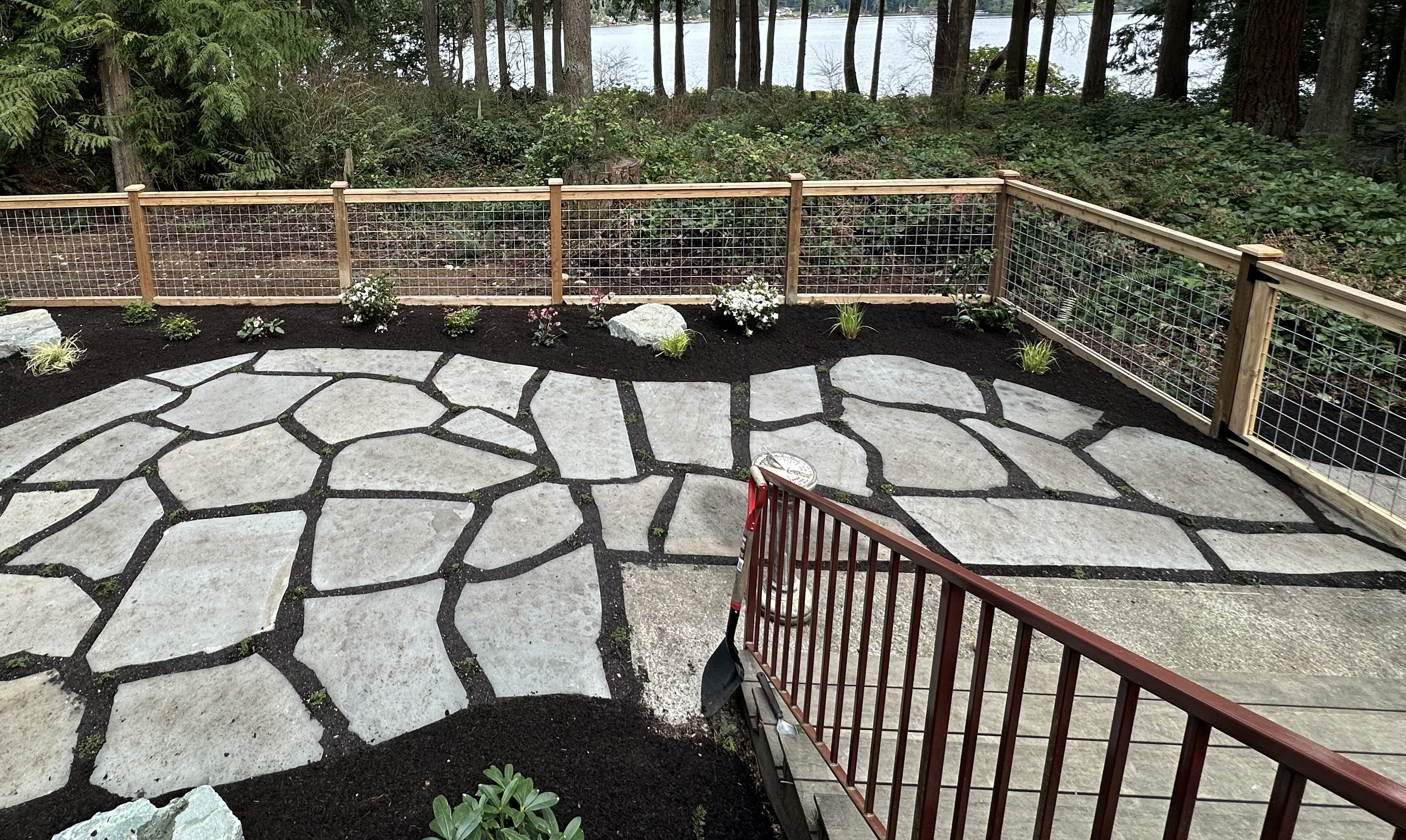 Natural stone patio installation