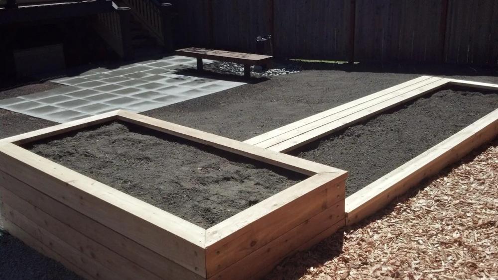 Wood deck integrated with outdoor living space