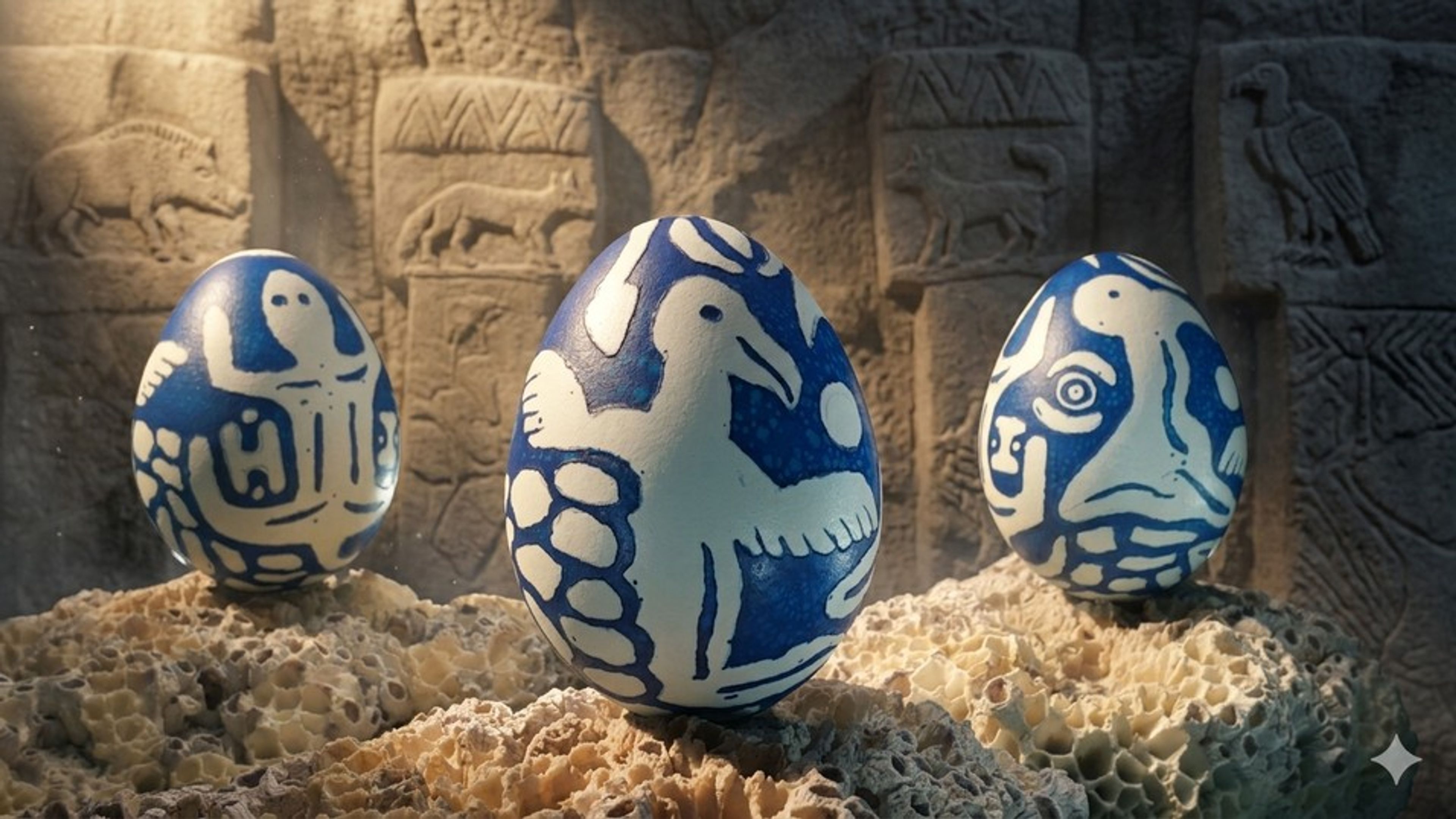 Mavi hayvan figürlü, Göbeklitepe motifli yumurtalar