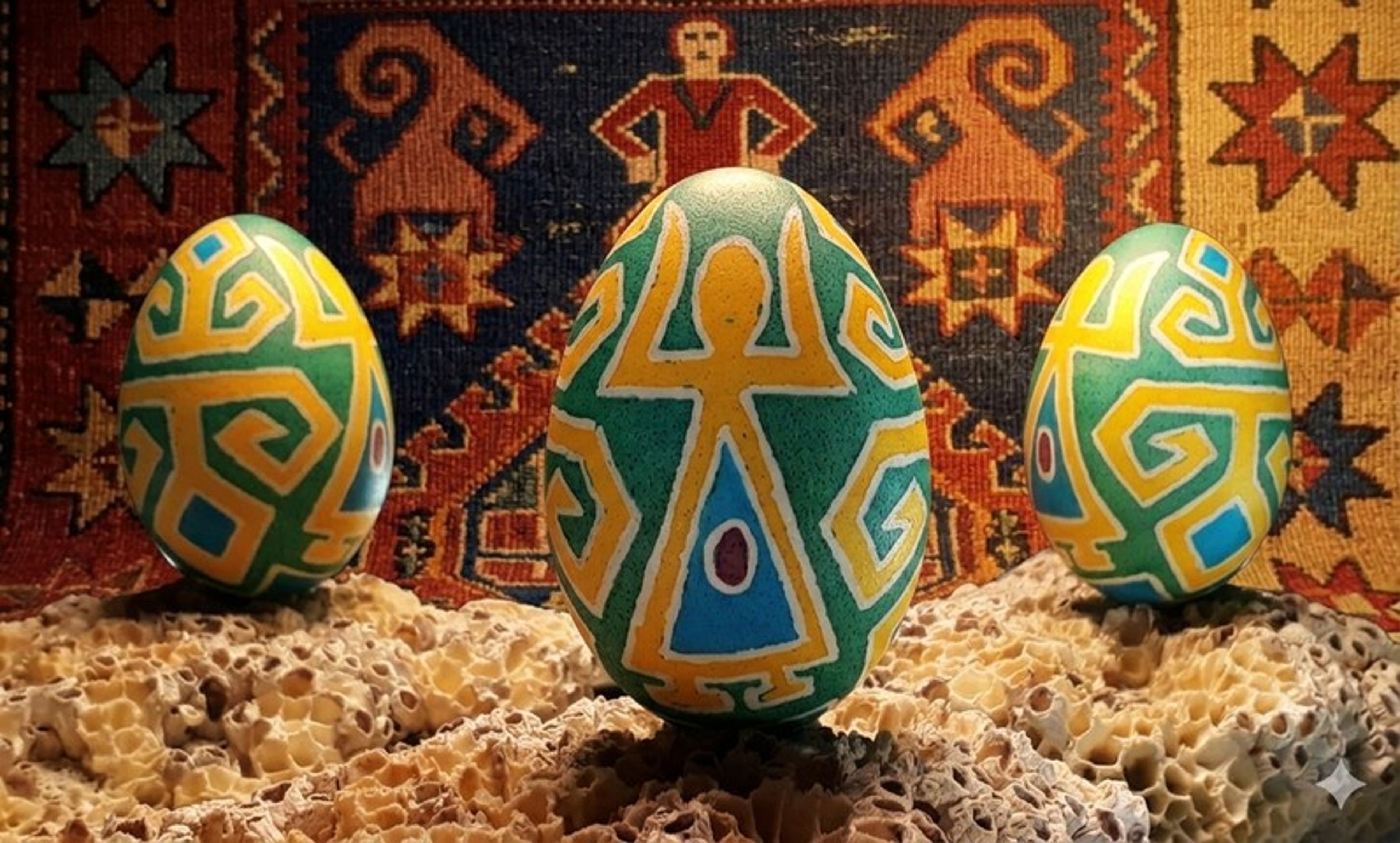 Eli belinde motifli kilim desenli yumurtalar