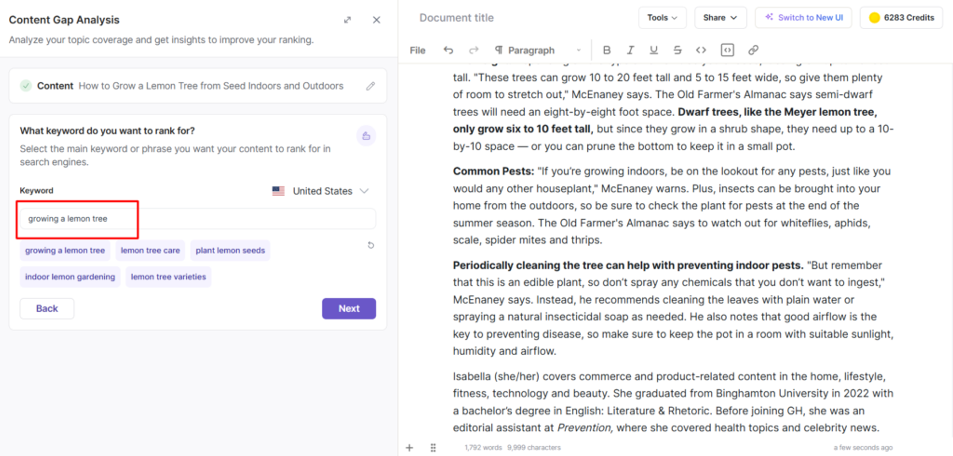 Writesonic's Content Gap Analyzer helps you find competitor keywords based on one primary keyword.