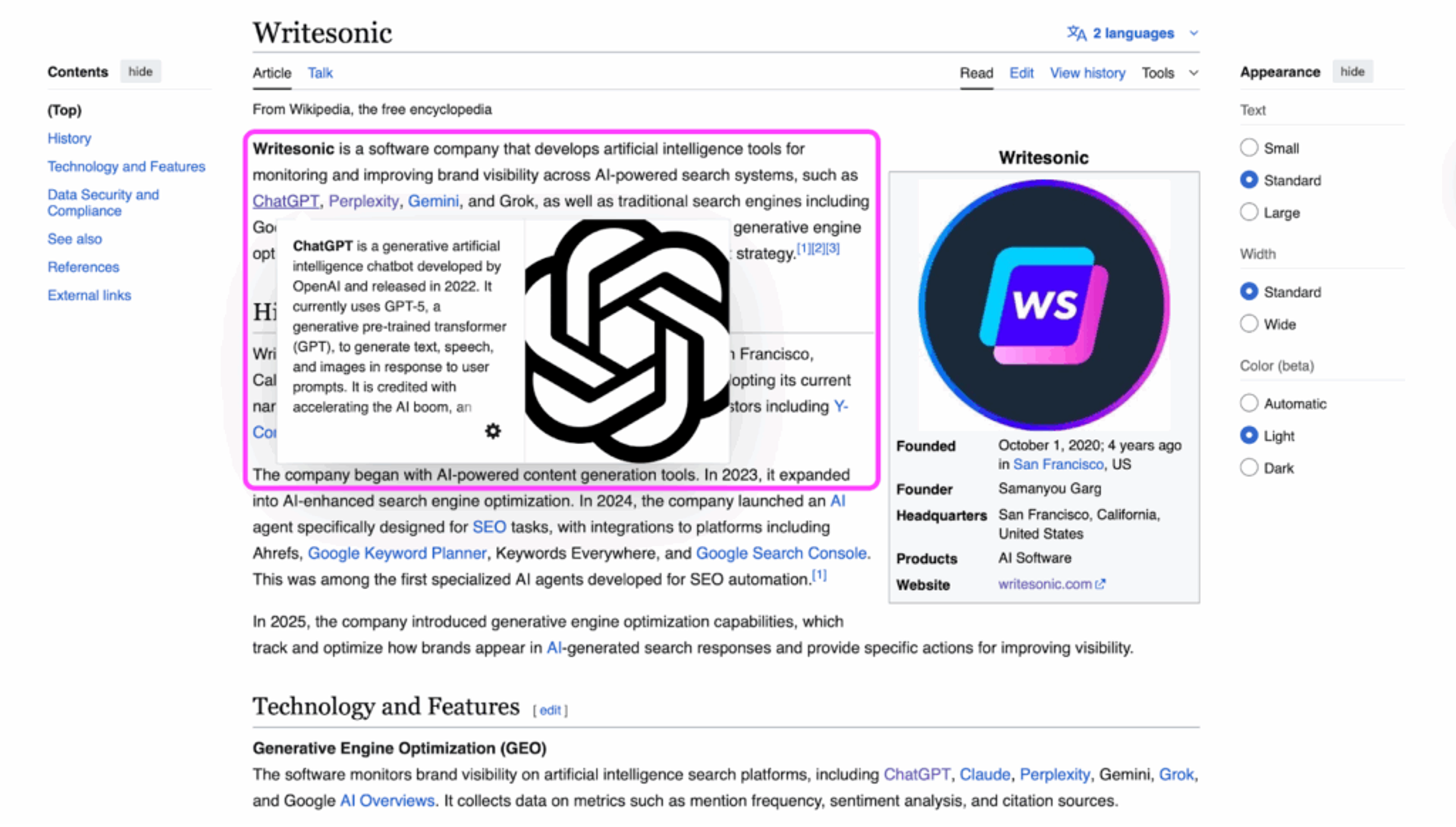 Writesonic Wikipedia - How To Use Wikipedia To Improve AI Search Visibility