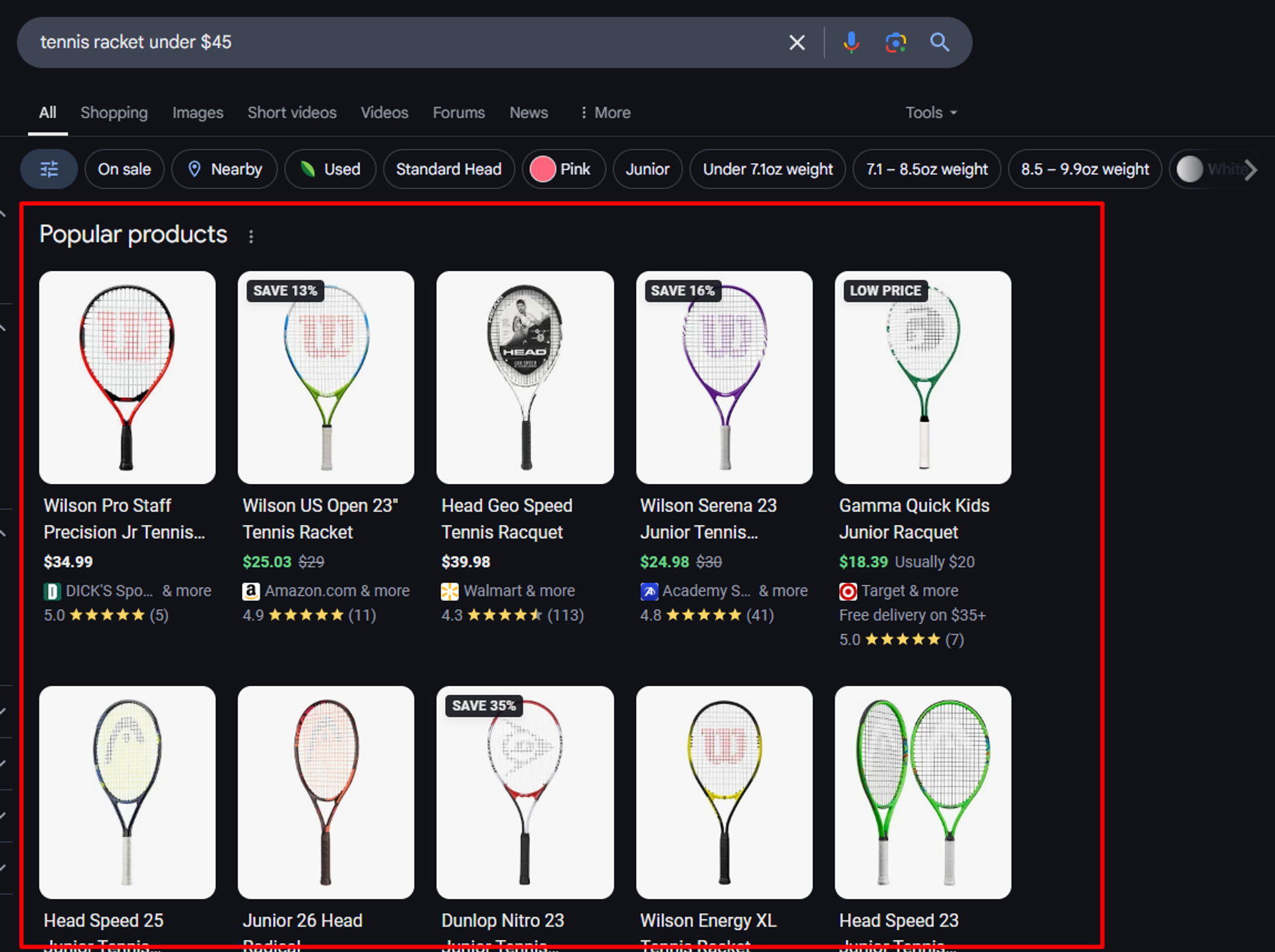 Getting your product featured in the Popular Products section is one way to boost rankings with SERP features.