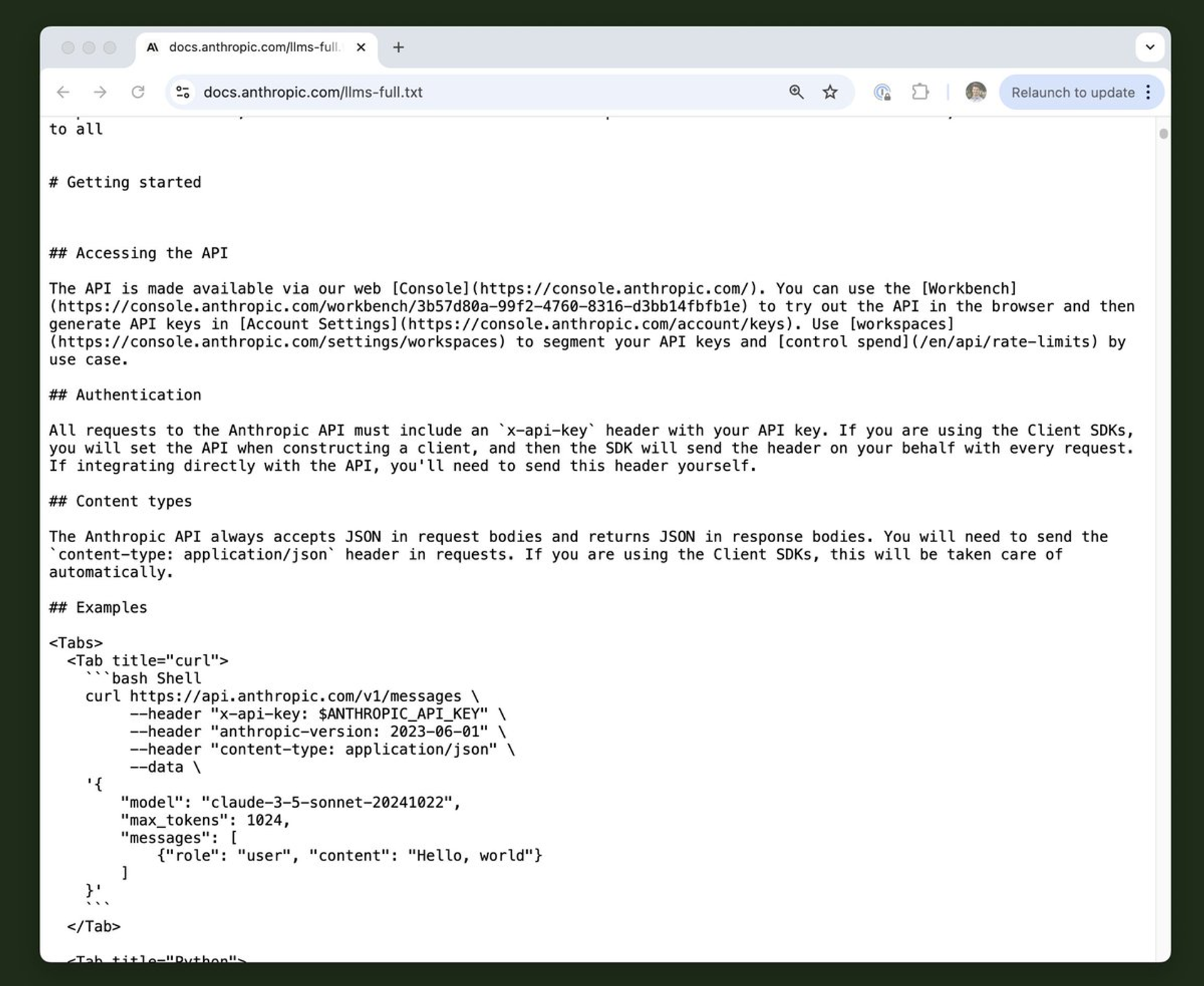 Example of llm.txt guide file