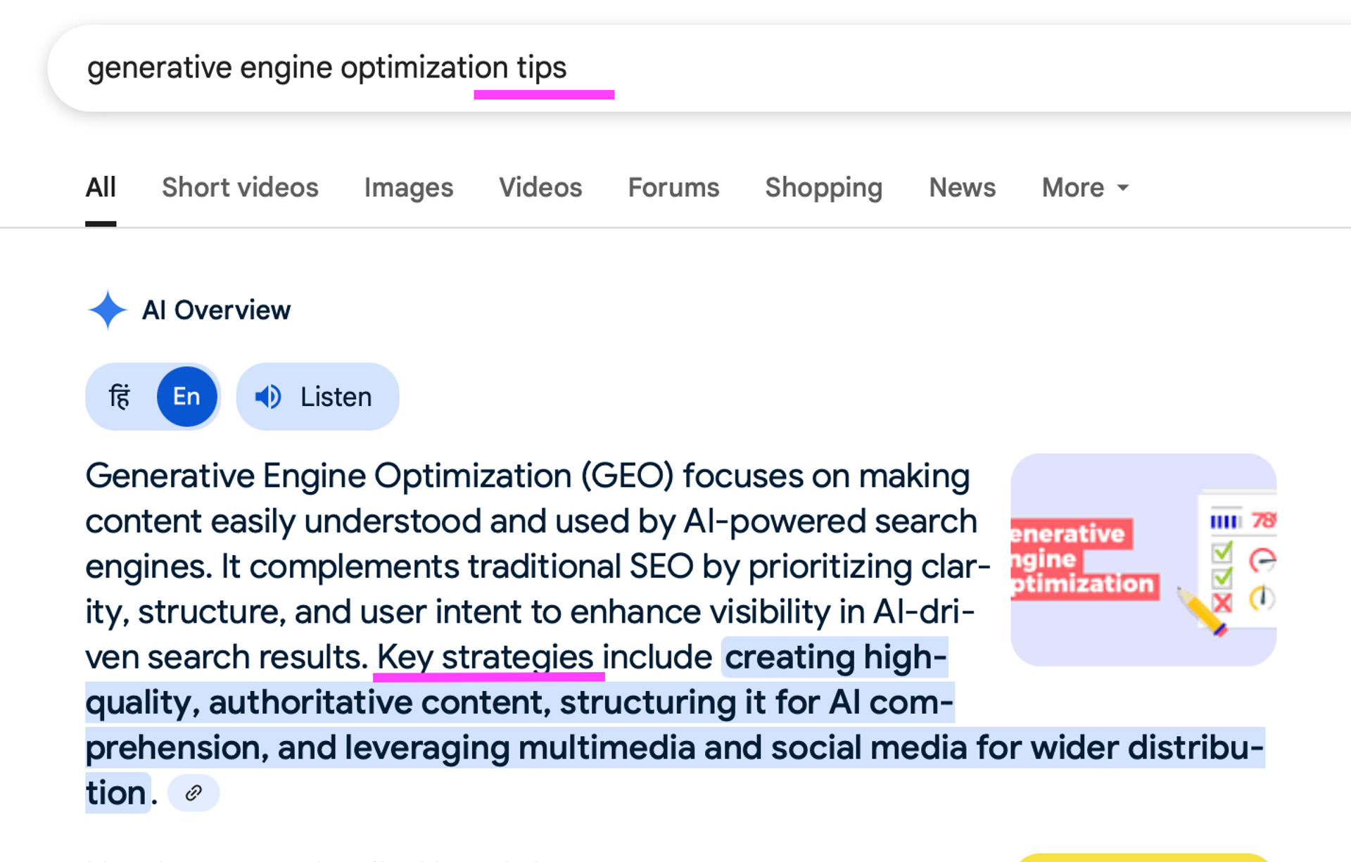 Context over keyword example - AI citations from SERP results study