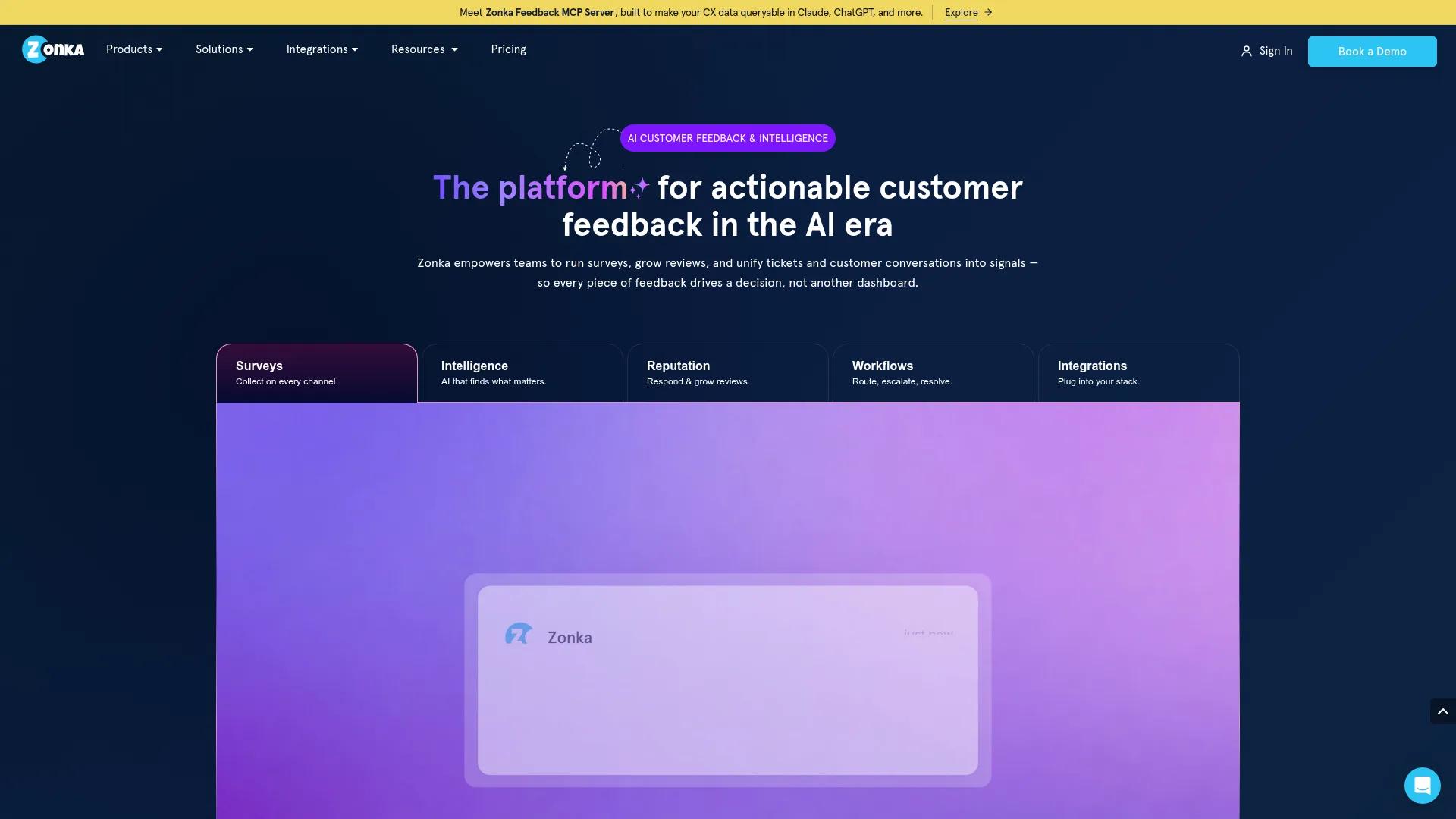 Zonka Feedback homepage