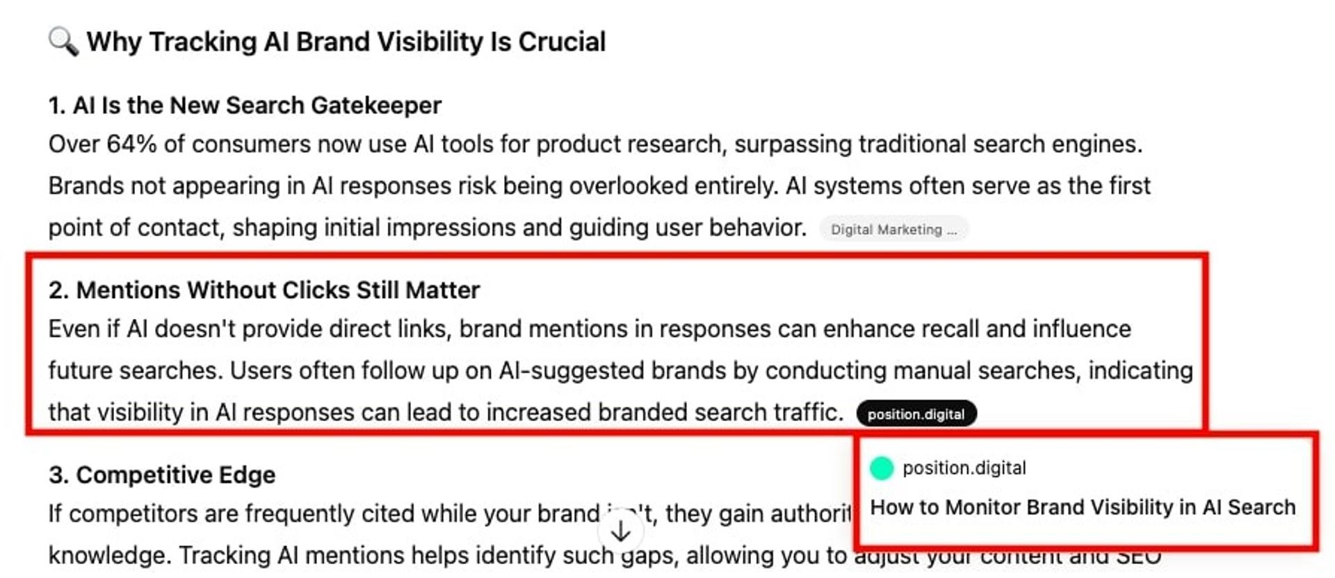 Position Digital's AI visibility monitoring article is cited by ChatGPT.
