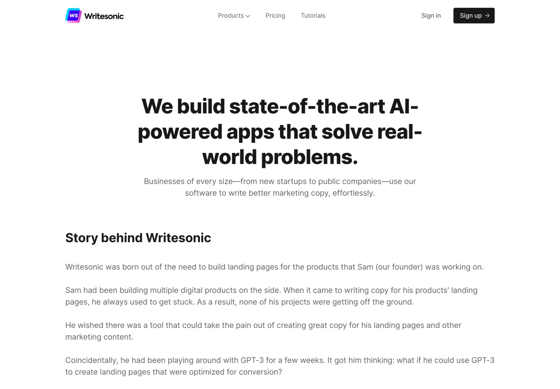 Our About page in 2021