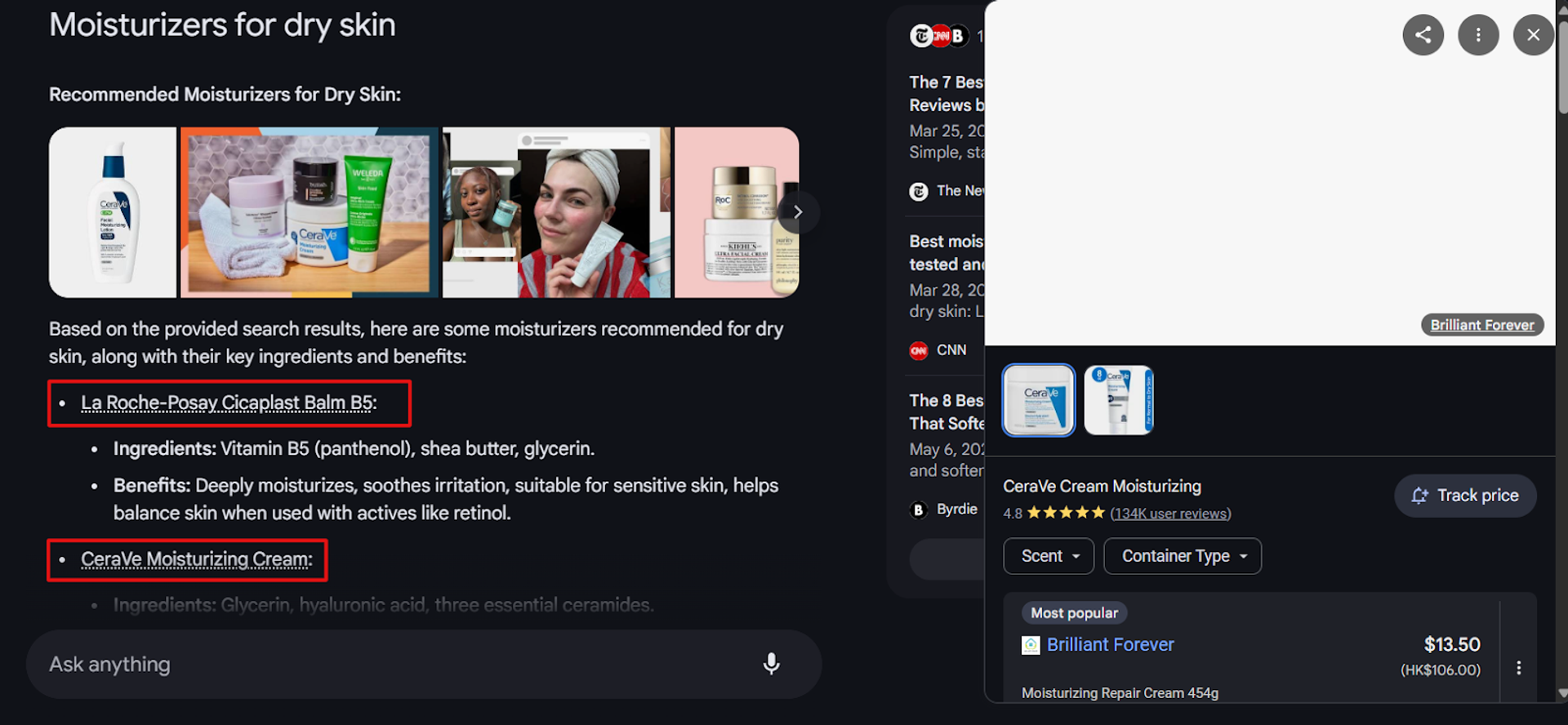 AI Mode also includes clickable product links that show product availability on various websites.