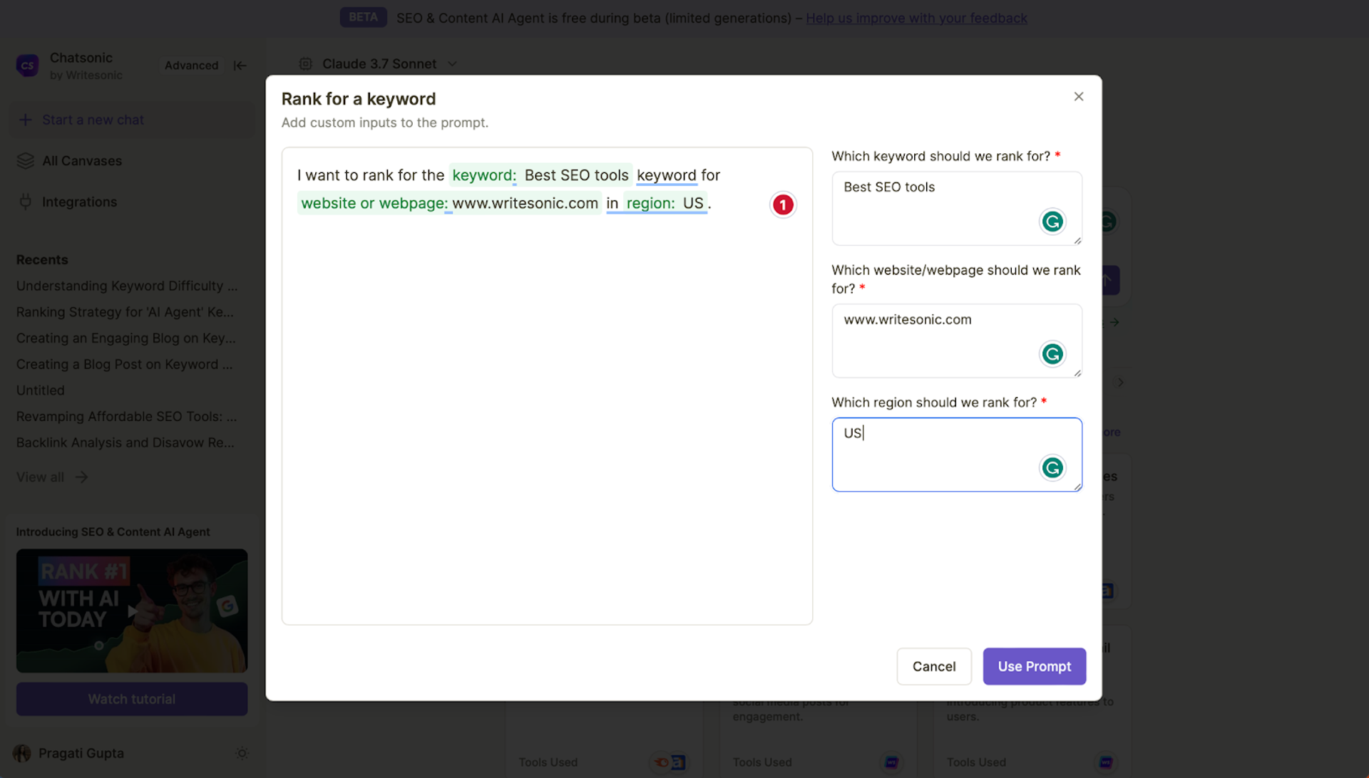 Writesonic SEO AI Agent - What is Keyword Difficulty