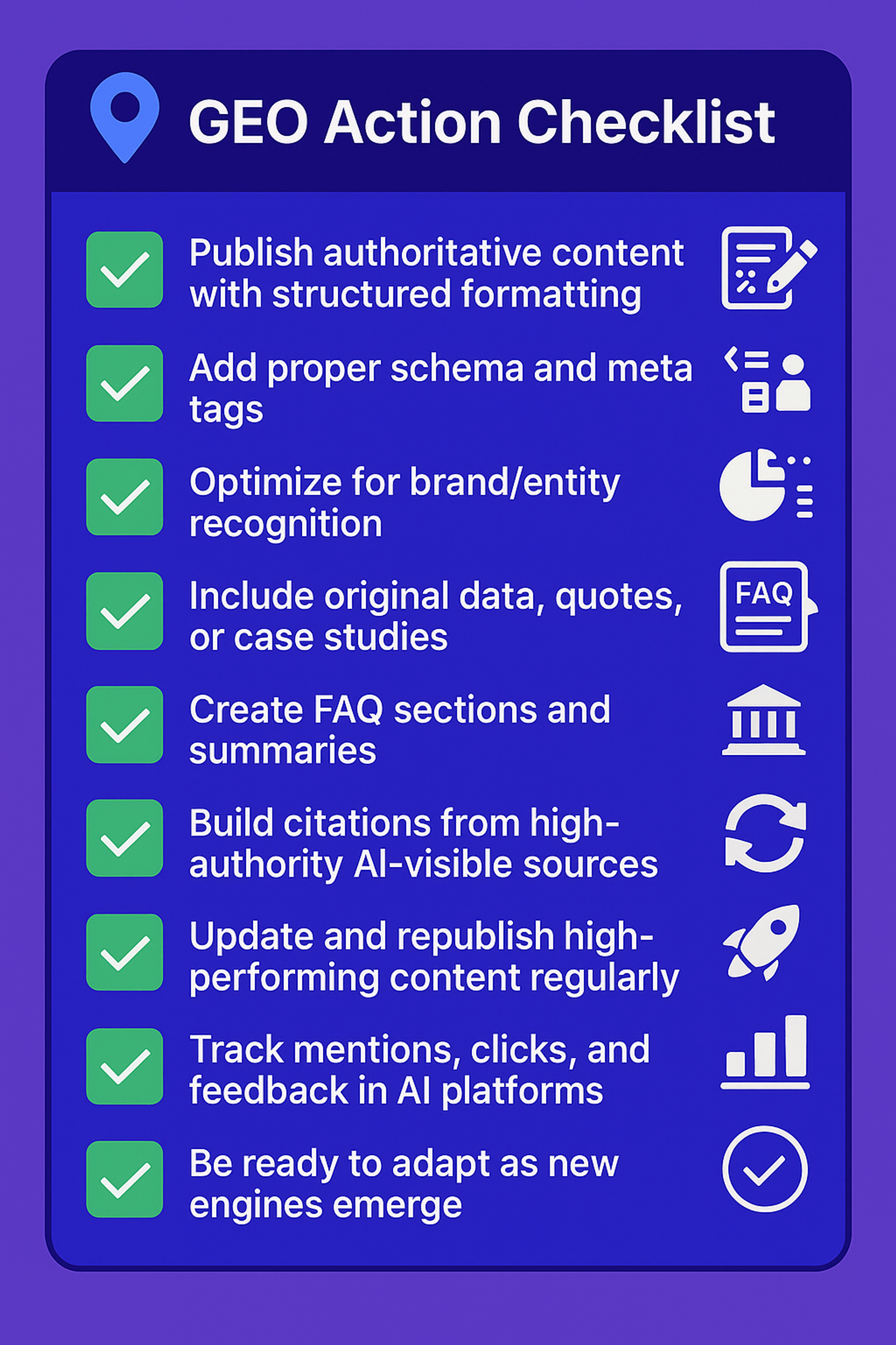 GEO Action Center Checklist 