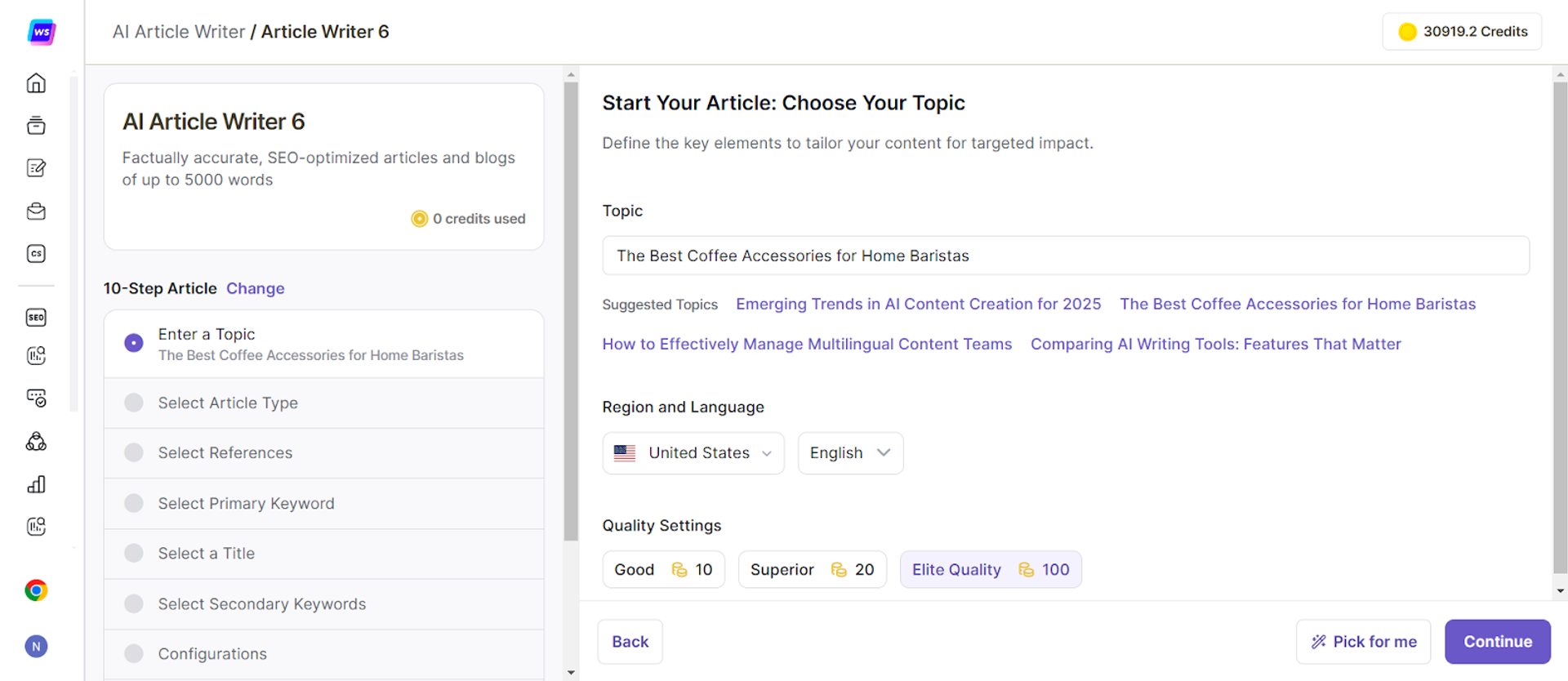 Use Writesonic's AI Article Writer 6 to write articles as part of your AI content marketing strategy.