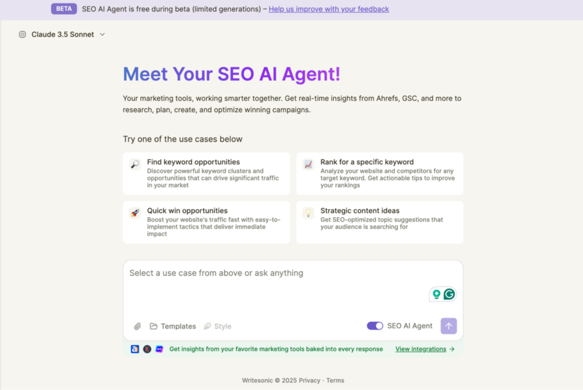 Chatsonic AI marketing agent